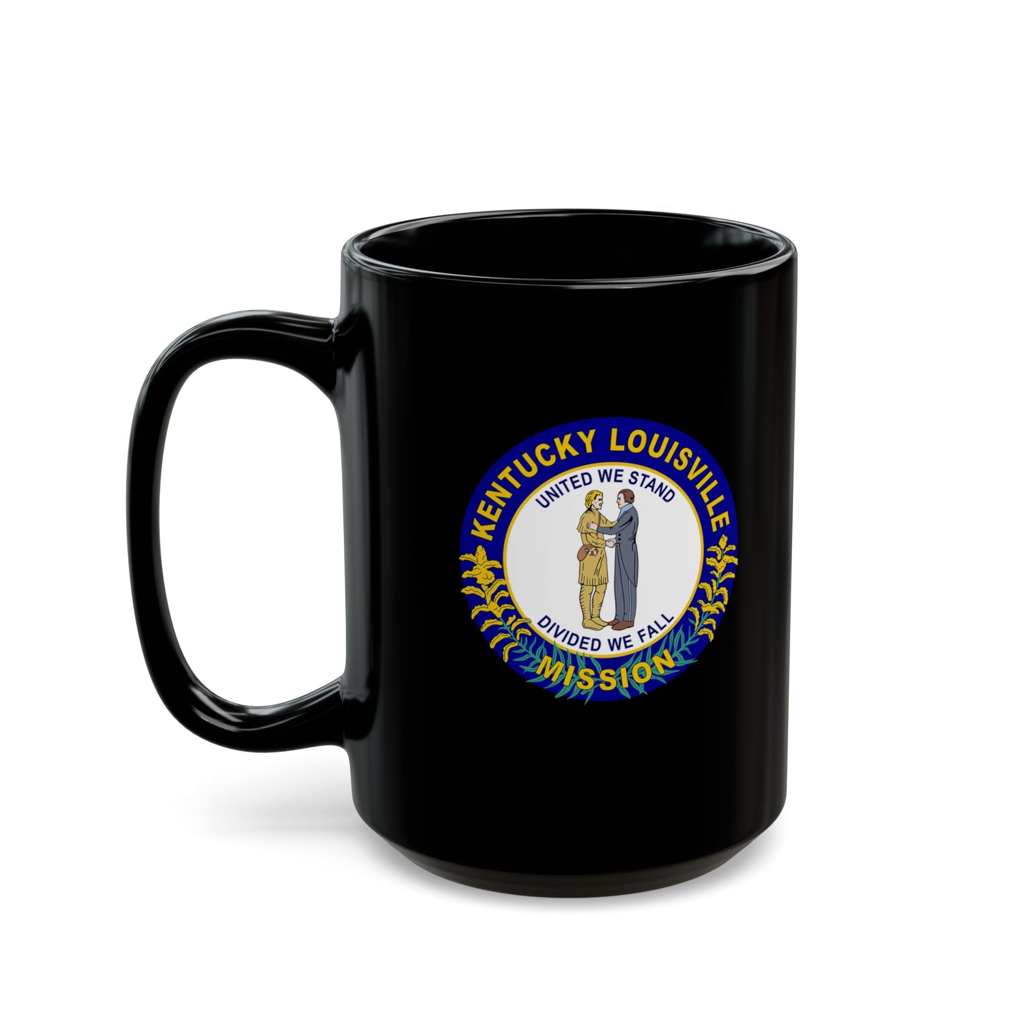 Kentucky Louisville Mission State Flag Logo Ceramic Mug Black Name - Latter-Day Saint LDS Missionary Gift - Book of Mormon