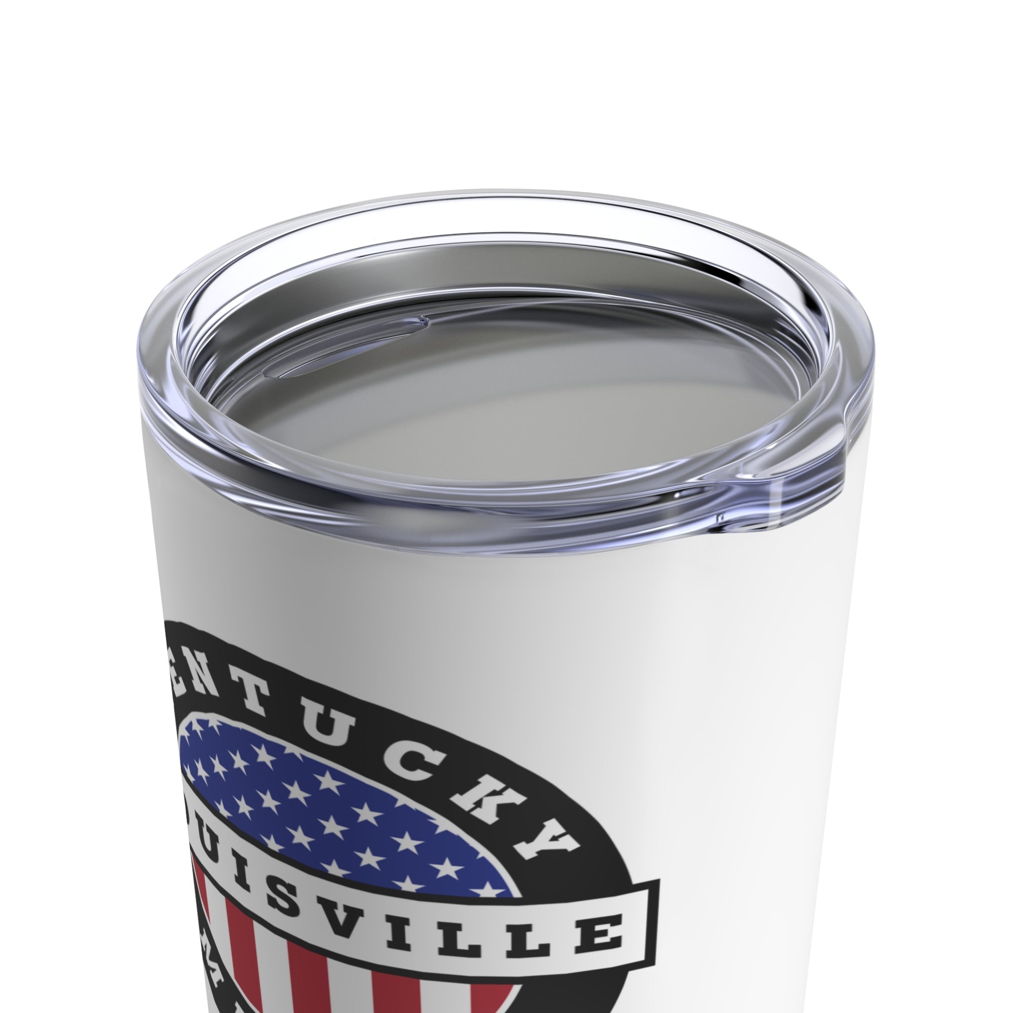 Kentucky Louisville Mission USA Flag Logo Tumbler 20oz White - Latter-Day Saint LDS Missionary Gift - Book of Mormon