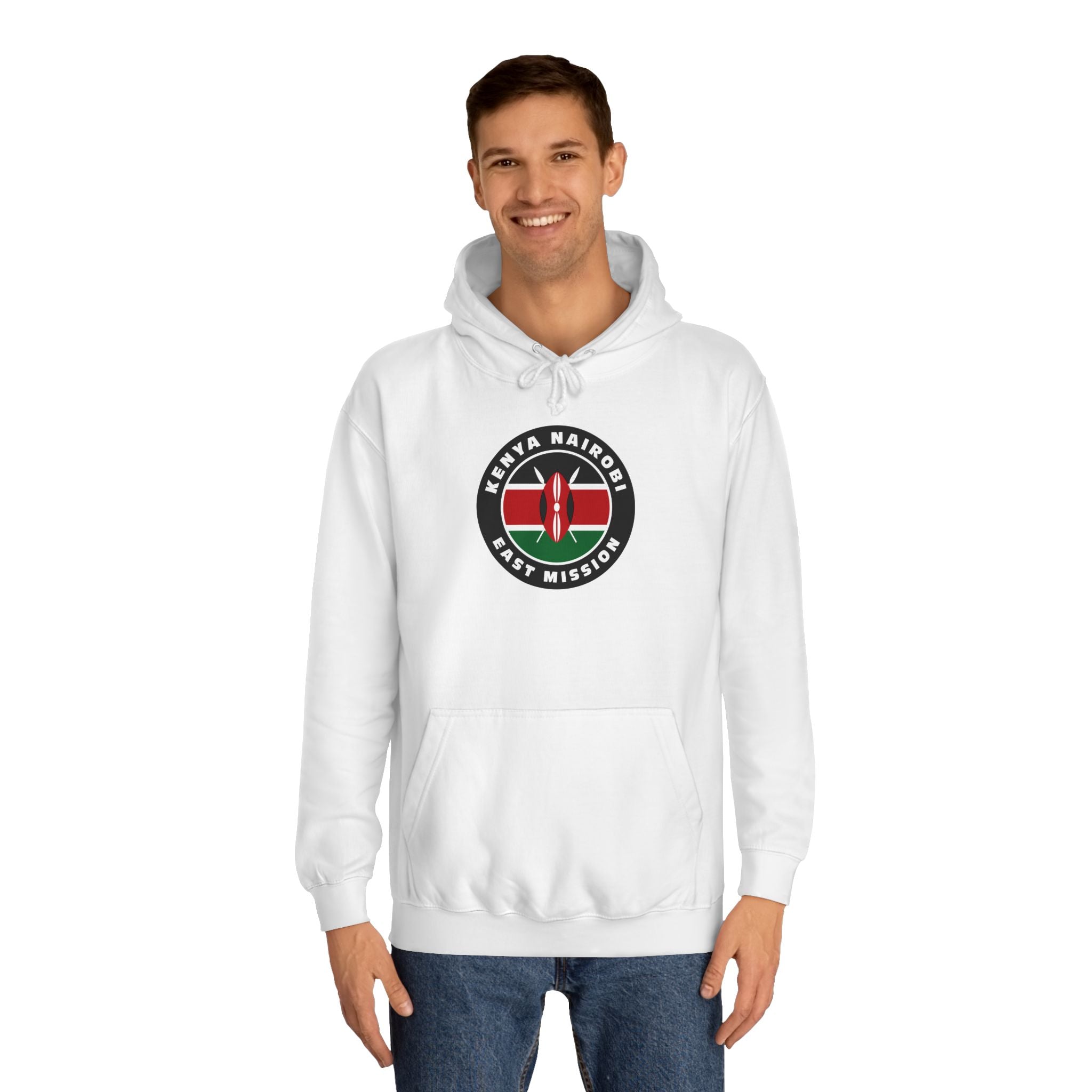 Kenya Nairobi East Mission Flag Logo (Black Border) College Hoodie - Mission Wishlist - LDS Missionary Gift Store