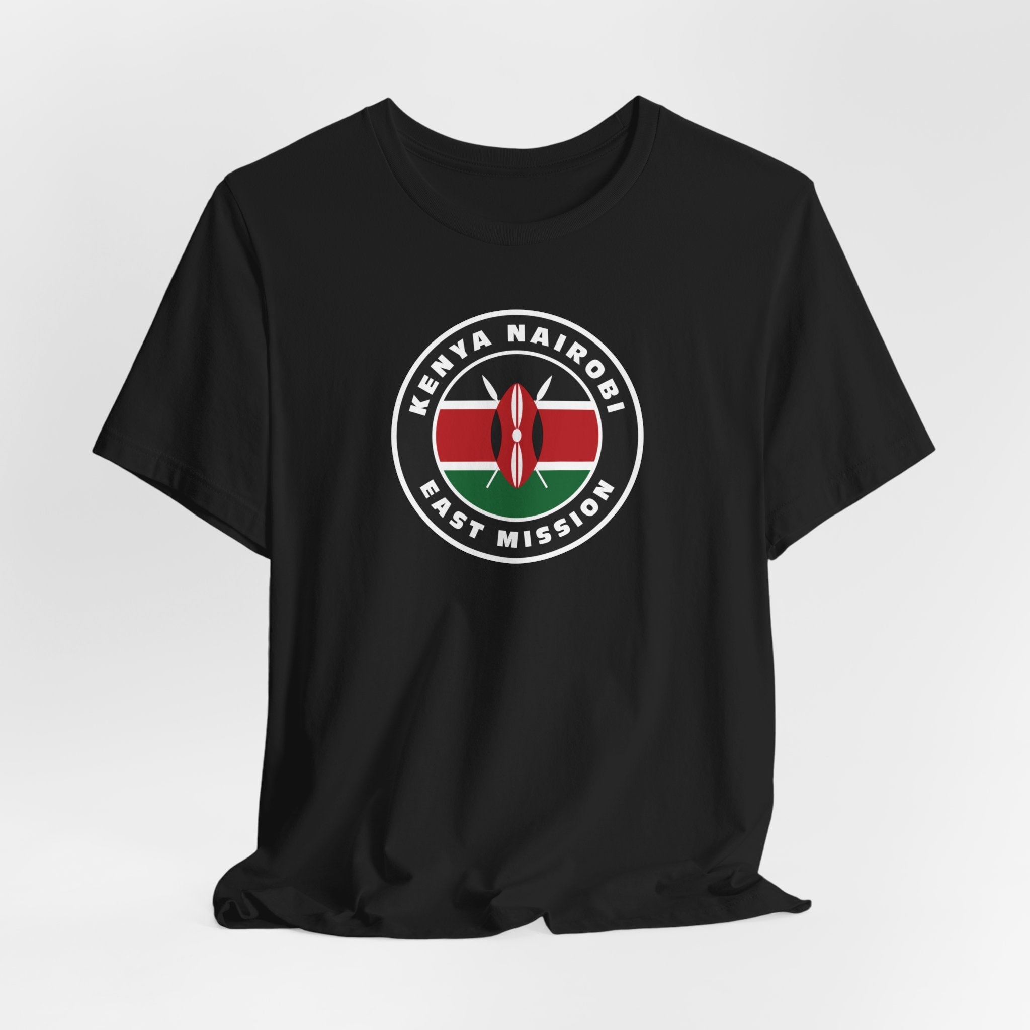 Kenya Nairobi East Mission Flag Logo (Black Border) T-shirt - Mission Wishlist - LDS Missionary Gift Store