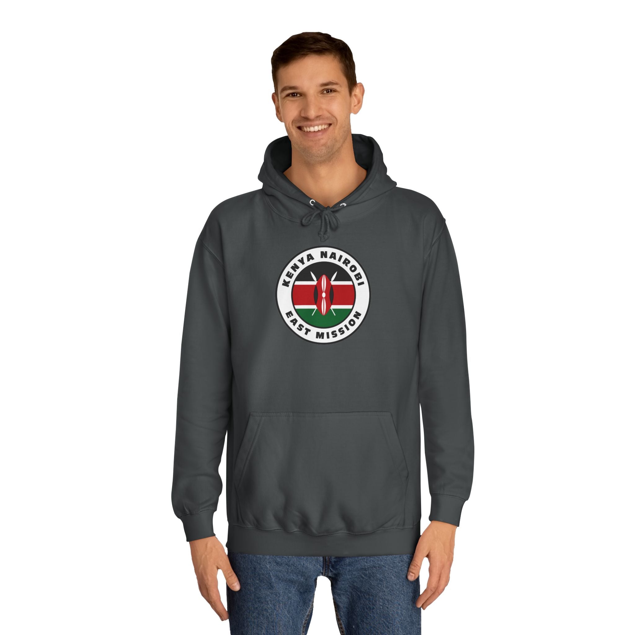 Kenya Nairobi East Mission Flag Logo (White Border) College Hoodie - Mission Wishlist - LDS Missionary Gift Store