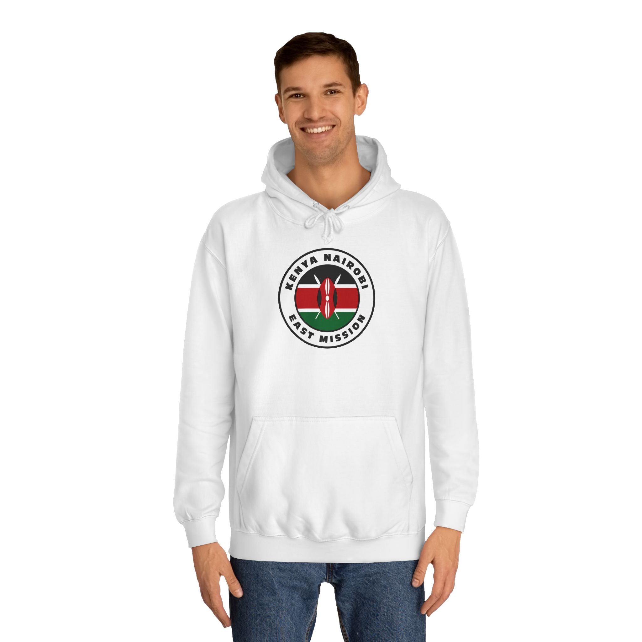 Kenya Nairobi East Mission Flag Logo (White Border) College Hoodie - Mission Wishlist - LDS Missionary Gift Store