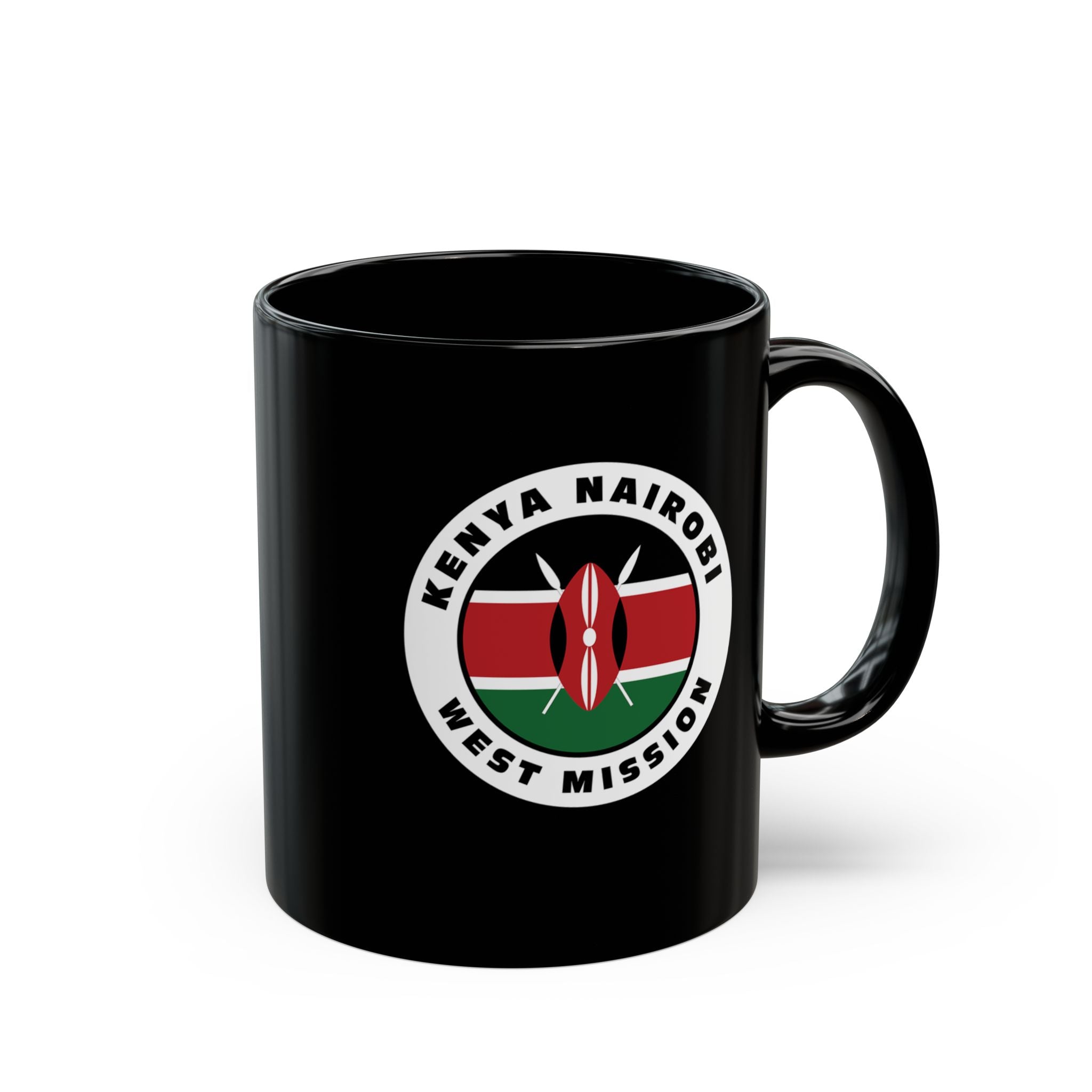 Kenya Nairobi West Mission Circular Flag Black Ceramic Mug - Mission Wishlist - LDS Missionary Gift Store