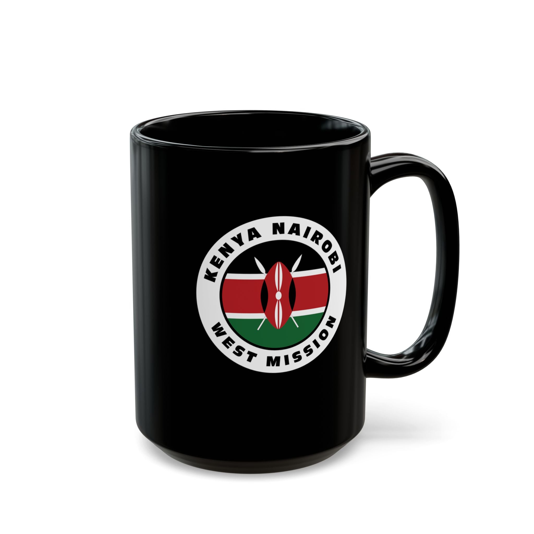 Kenya Nairobi West Mission Circular Flag Black Ceramic Mug - Mission Wishlist - LDS Missionary Gift Store