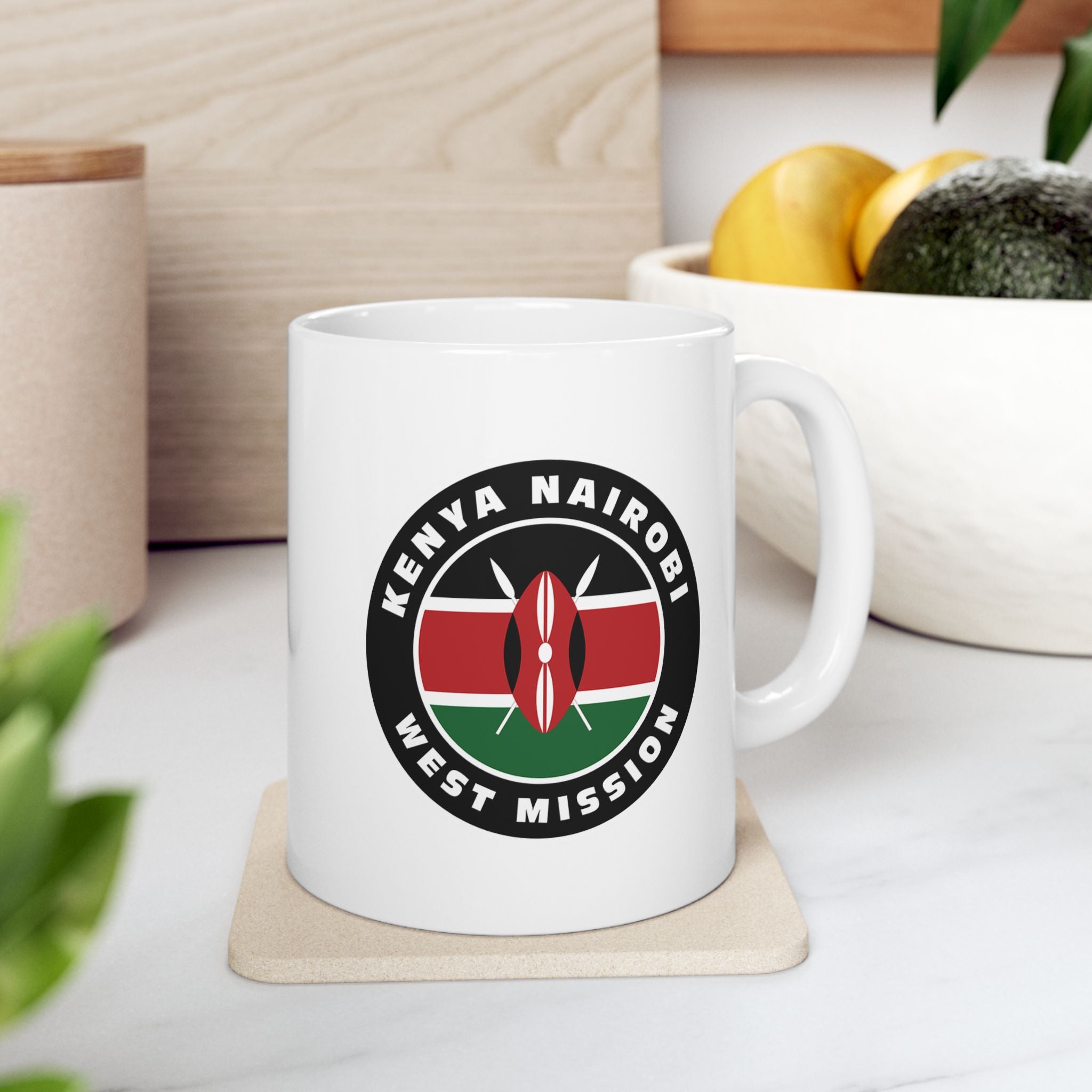 Kenya Nairobi West Mission Circular Flag White Ceramic Mug - Mission Wishlist - LDS Missionary Gift Store