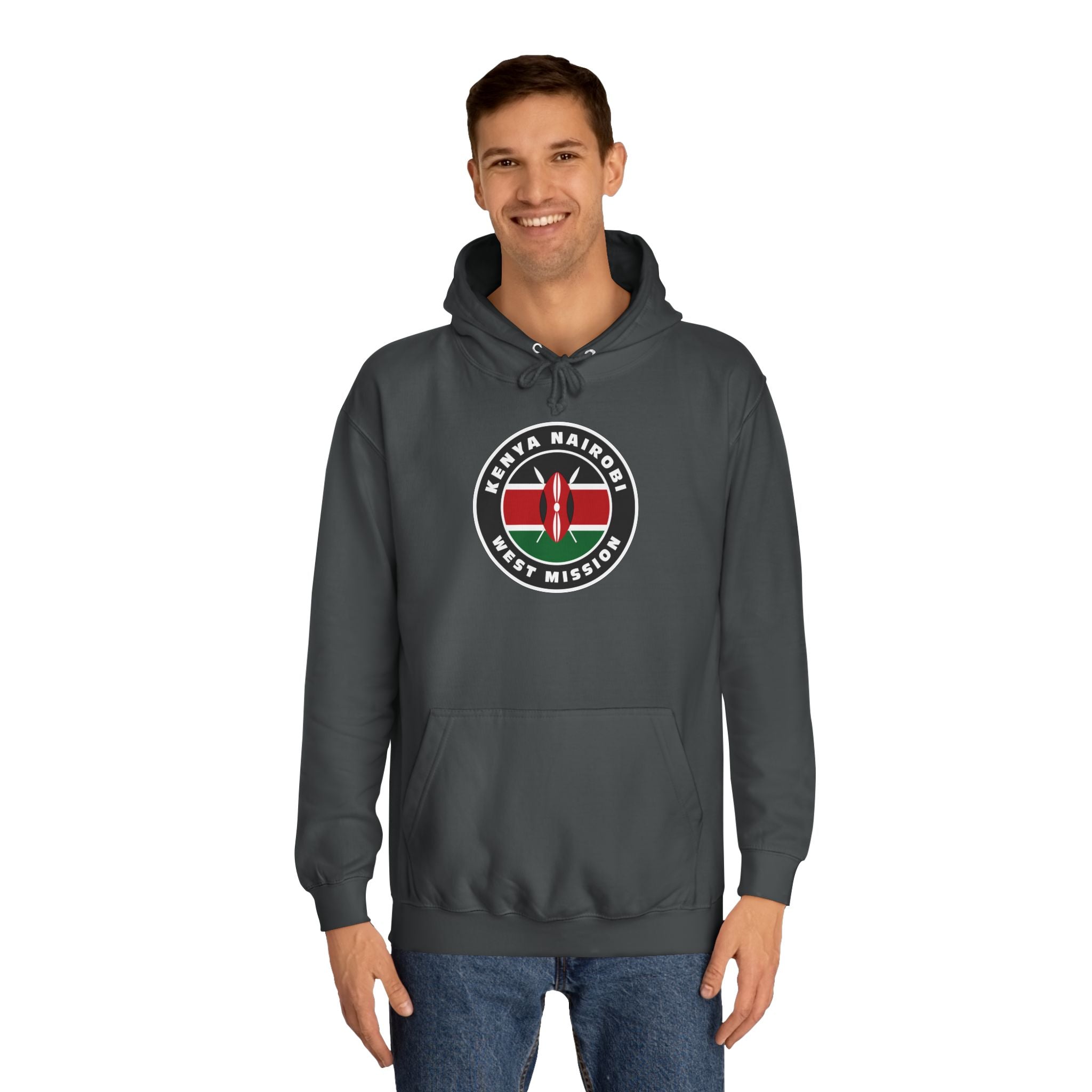 Kenya Nairobi West Mission Flag Logo (Black Border) College Hoodie - Mission Wishlist - LDS Missionary Gift Store
