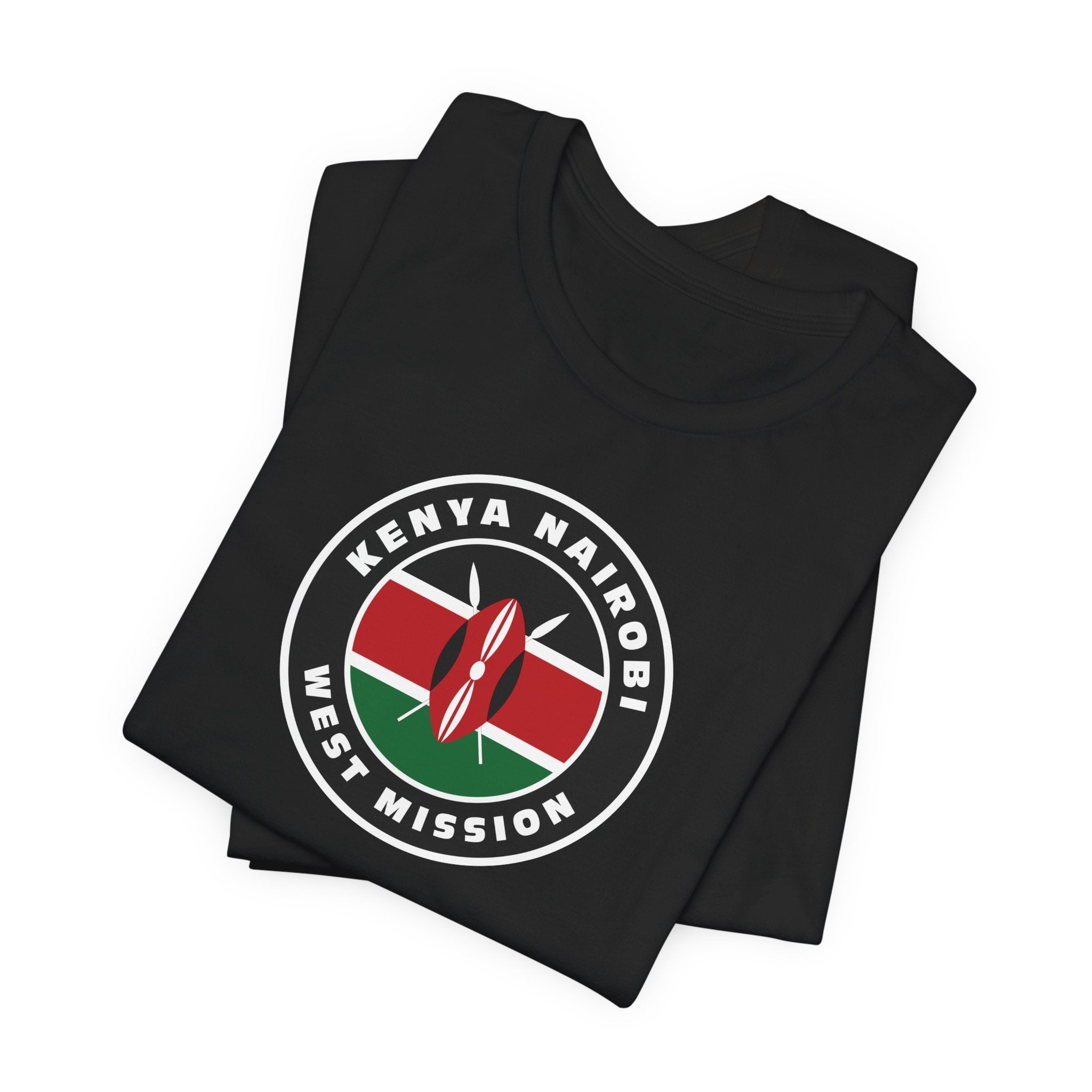 Kenya Nairobi West Mission Flag Logo (Black Border) T-shirt - Mission Wishlist - LDS Missionary Gift Store