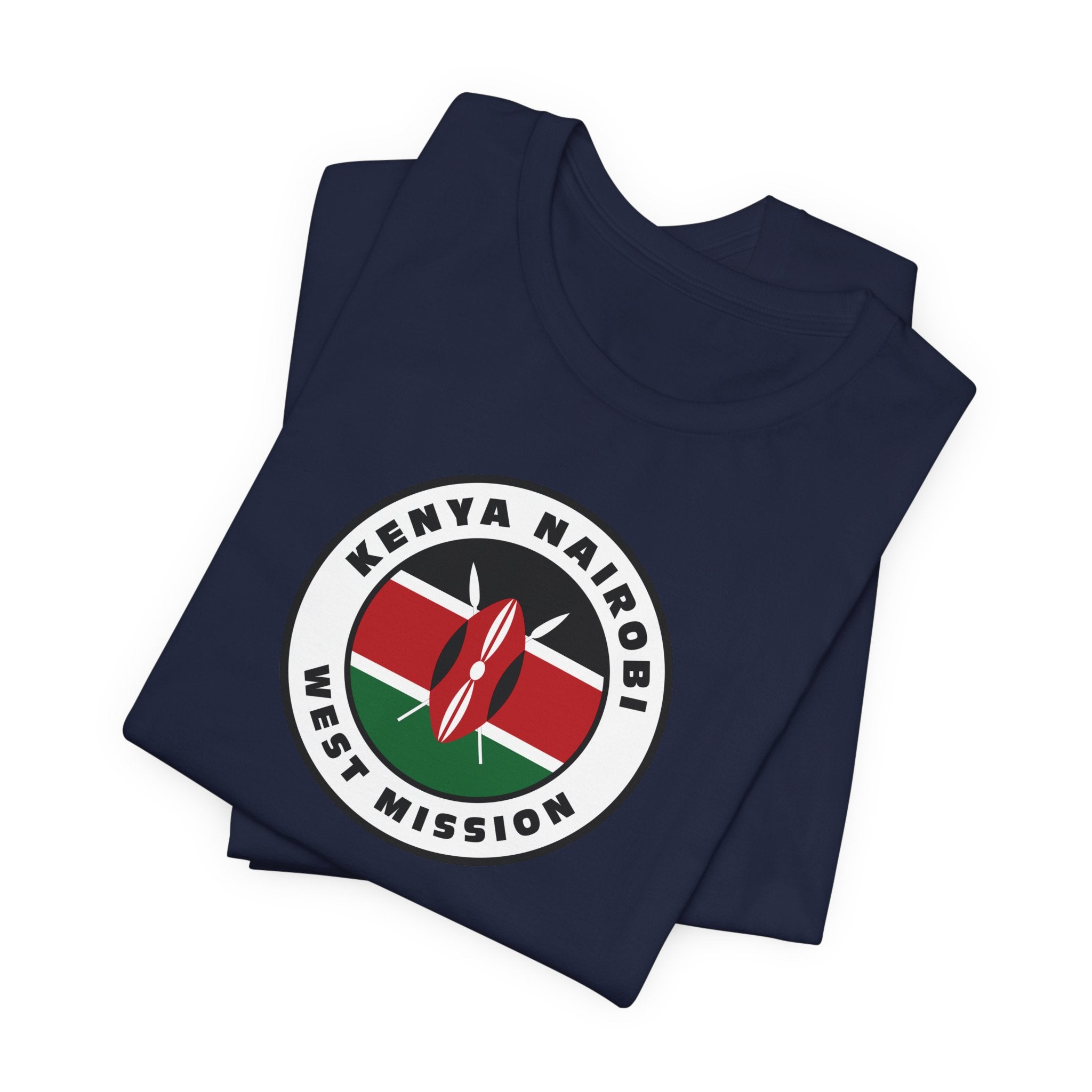 Kenya Nairobi West Mission Flag Logo (White Border) T-shirt - Mission Wishlist - LDS Missionary Gift Store