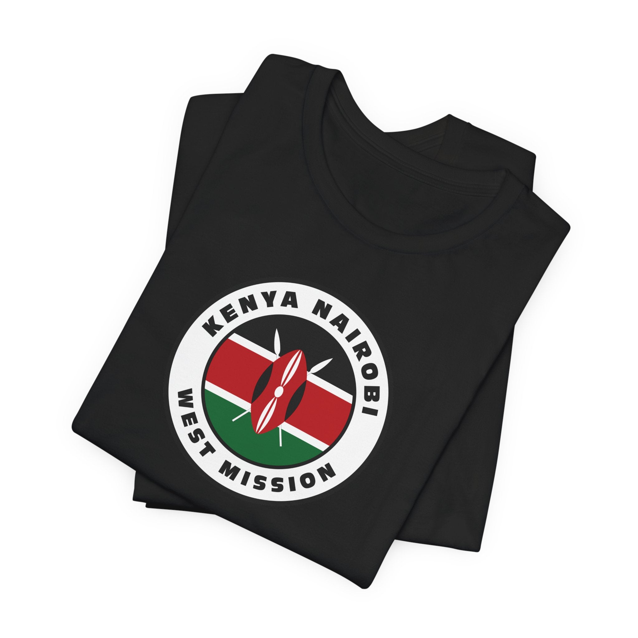Kenya Nairobi West Mission Flag Logo (White Border) T-shirt - Mission Wishlist - LDS Missionary Gift Store
