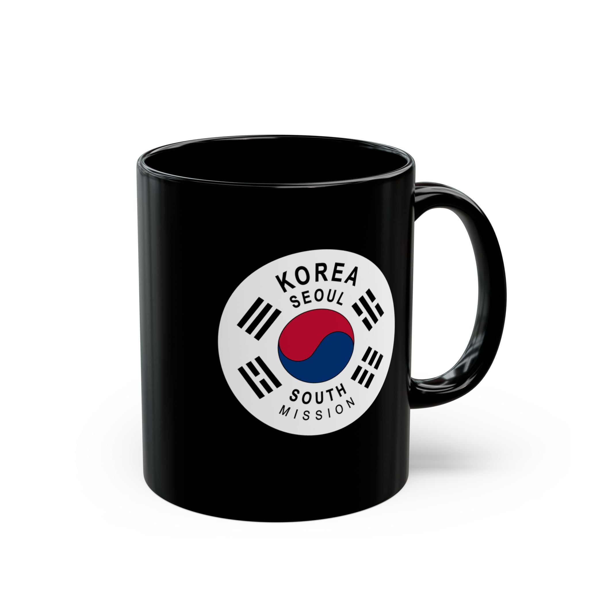 Korea Seoul South Mission Circular Flag Black Ceramic Mug - Latter-Day Saint LDS Missionary Gift - Book of Mormon