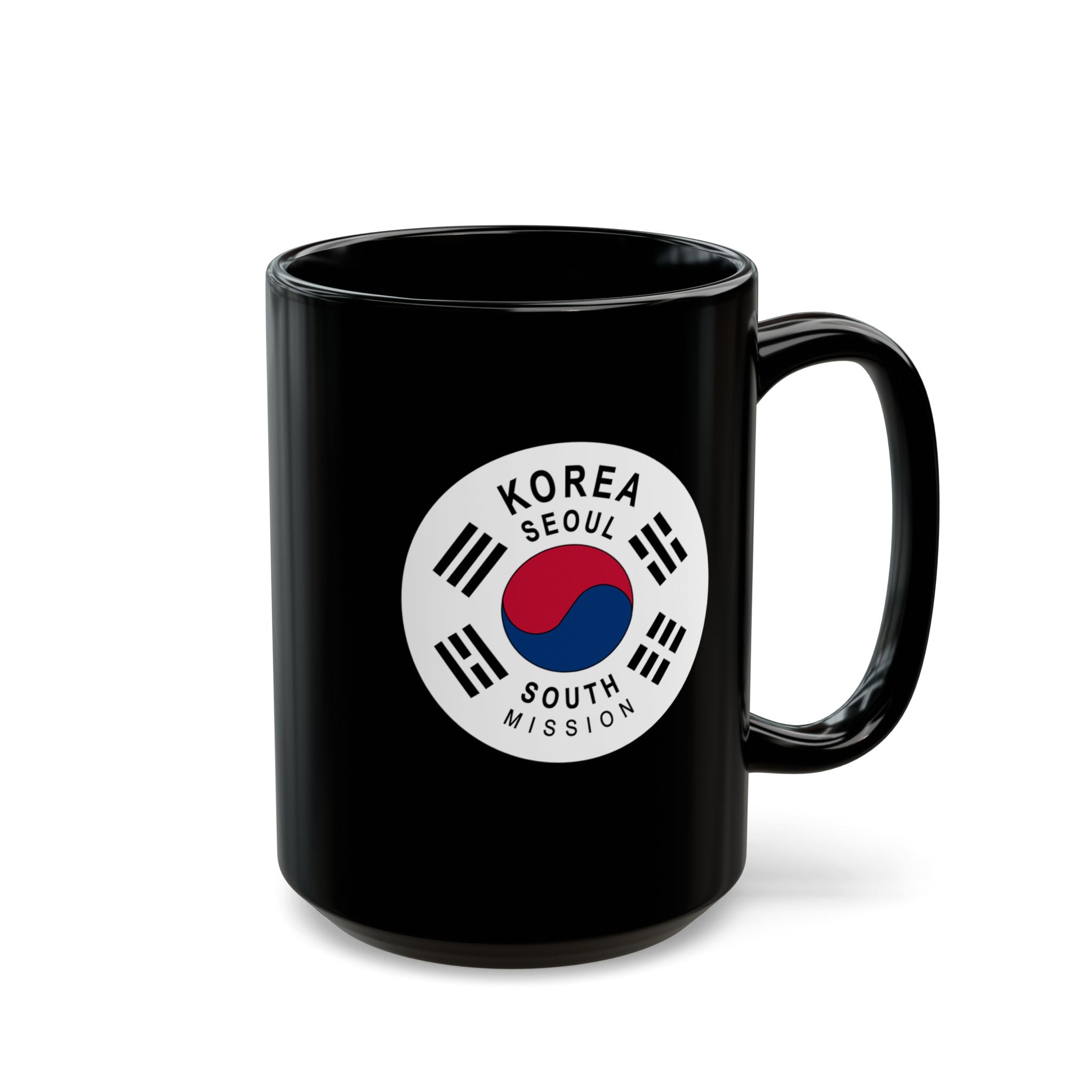 Korea Seoul South Mission Circular Flag Black Ceramic Mug - Latter-Day Saint LDS Missionary Gift - Book of Mormon