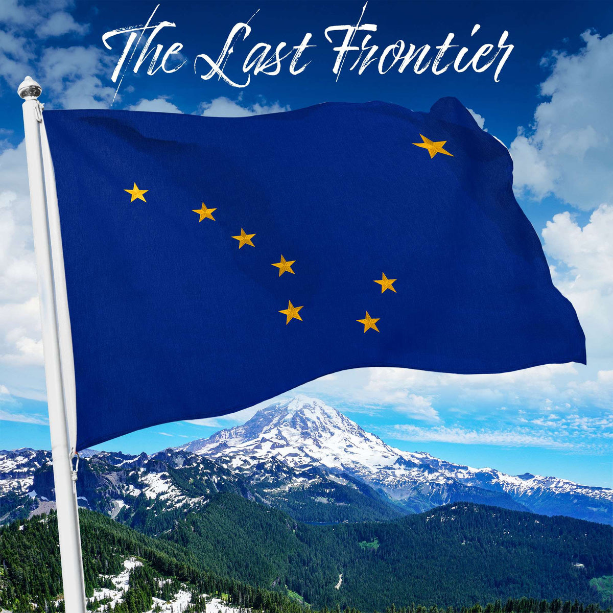 G128 Alaska State Flag | 4x6 Ft | StormFlyer Series Embroidered 220GSM Spun Polyester | Embroidered Design, Indoor/Outdoor, Brass Grommets, Heavy Duty, All Weather