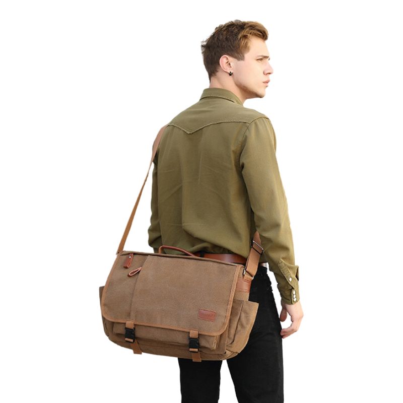 Large Canvas Laptop Messenger Bag