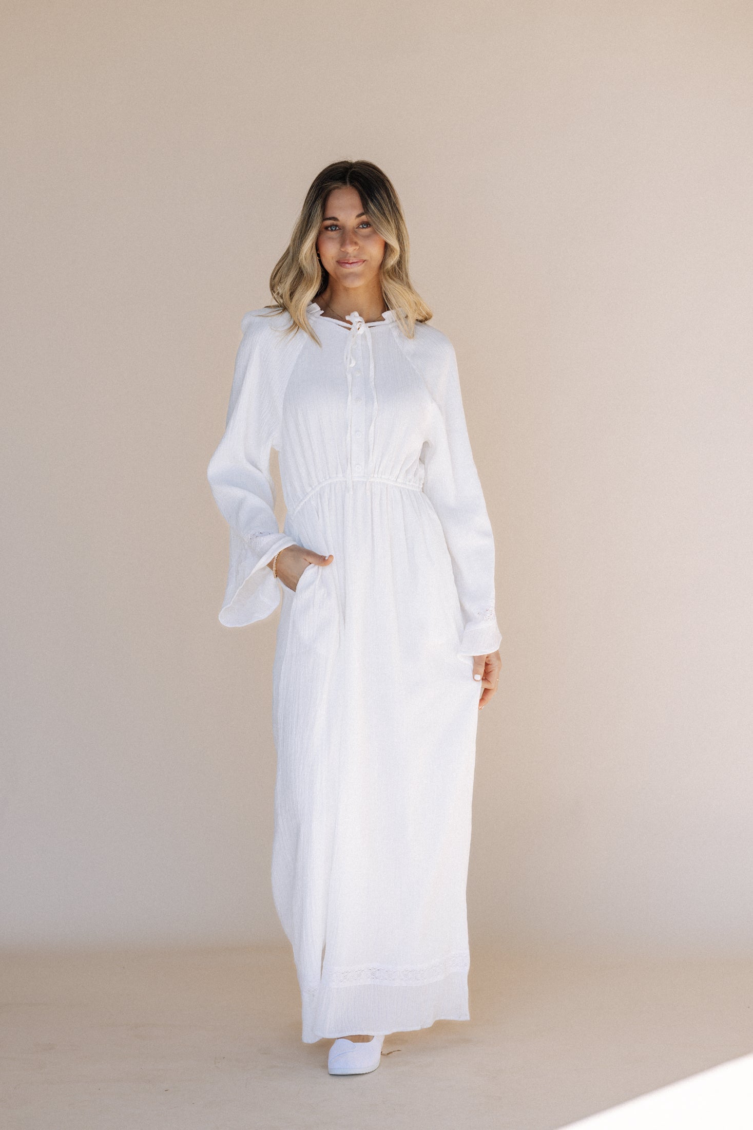 lds white temple dresses Layla LDS Temple Dress