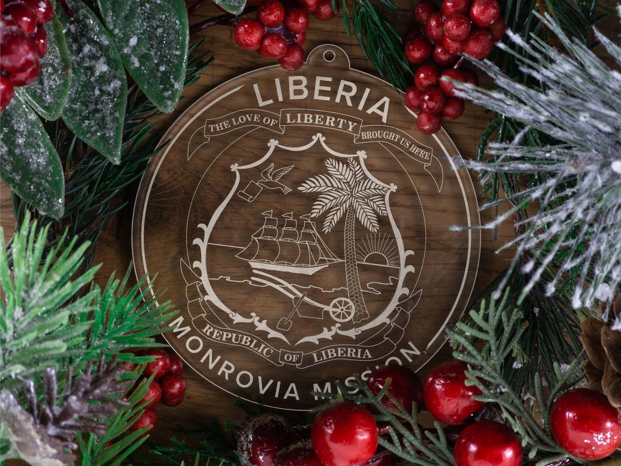 Liberia Monrovia Mission Christmas Ornament - Latter-Day Saint LDS Missionary Gift - Book of Mormon