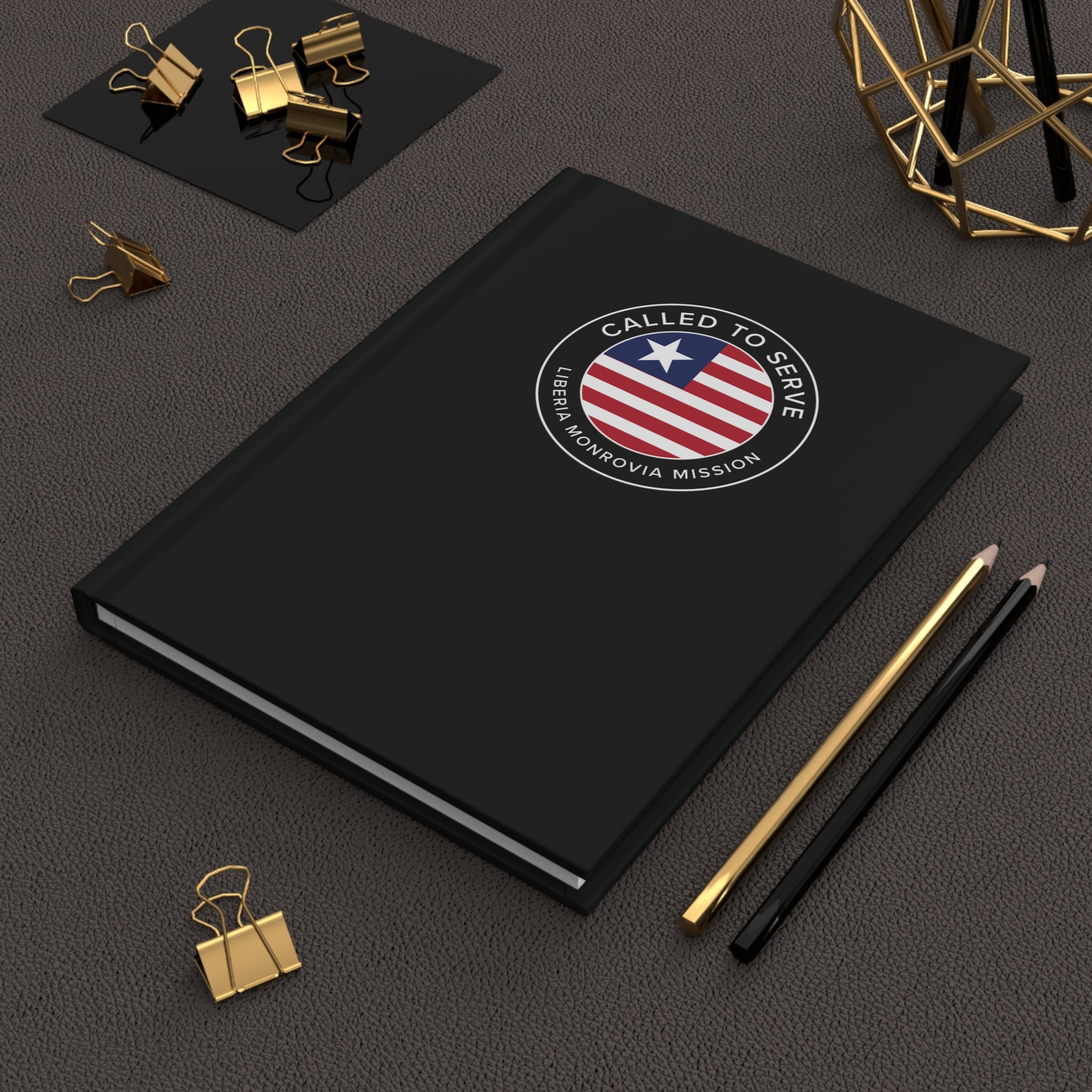 Liberia Monrovia Mission Circle Flag Called to Serve Black Hardcover Journal Matte - Mission Wishlist - LDS Missionary Gift Store