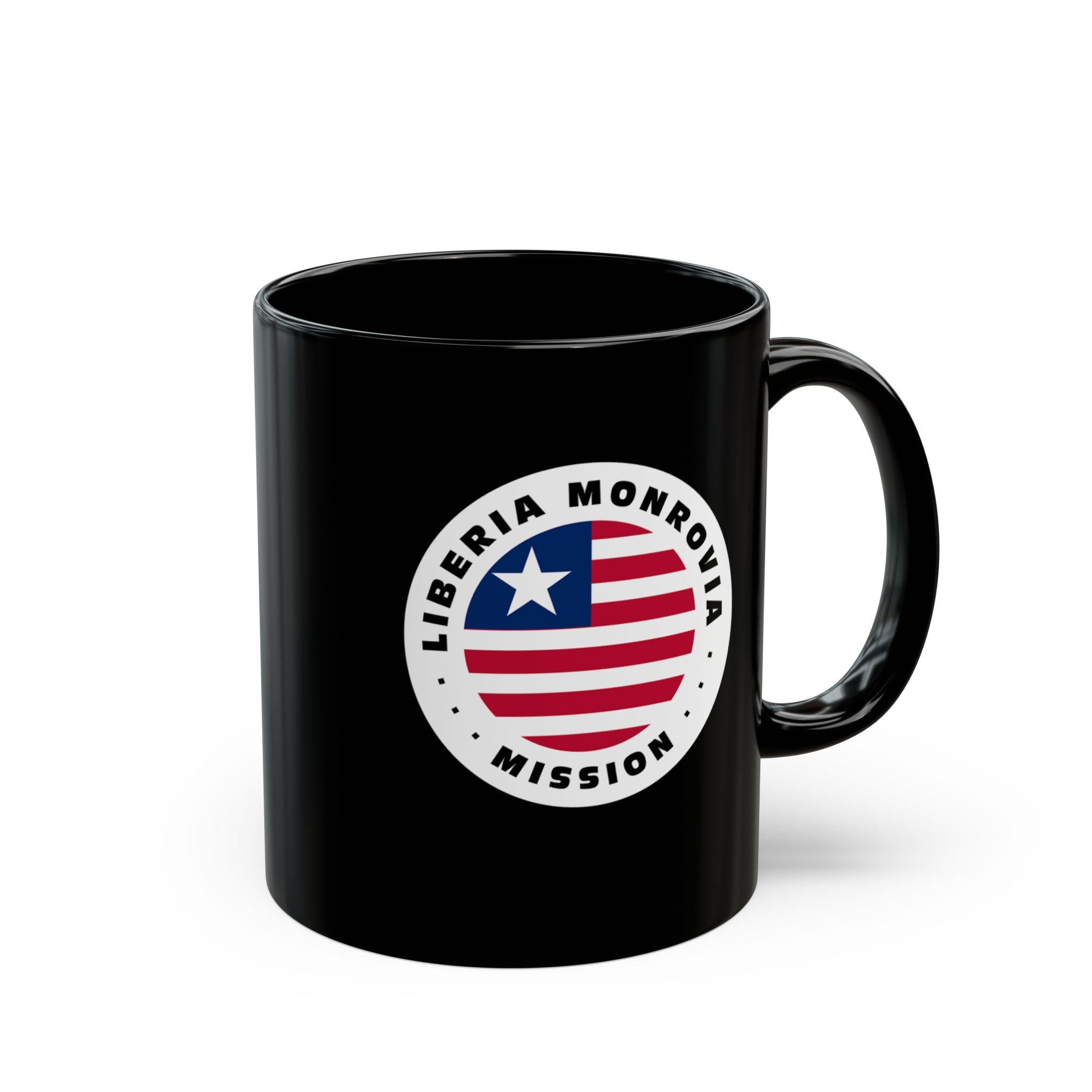 Liberia Monrovia Mission Circular Flag Black Ceramic Mug - Mission Wishlist - LDS Missionary Gift Store