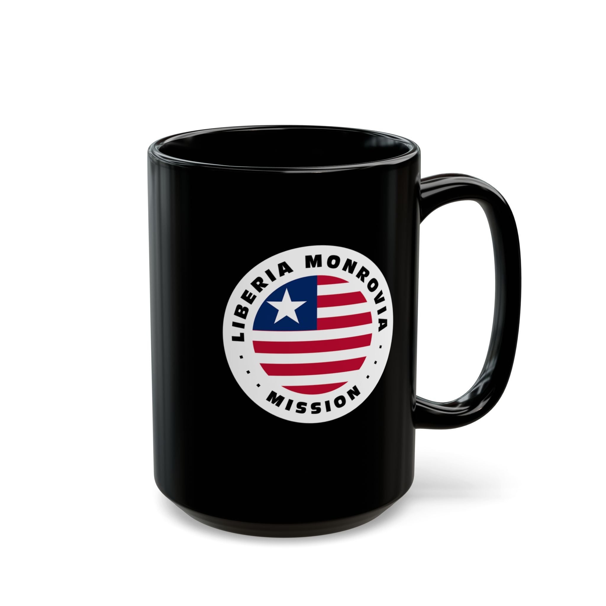 Liberia Monrovia Mission Circular Flag Black Ceramic Mug - Mission Wishlist - LDS Missionary Gift Store
