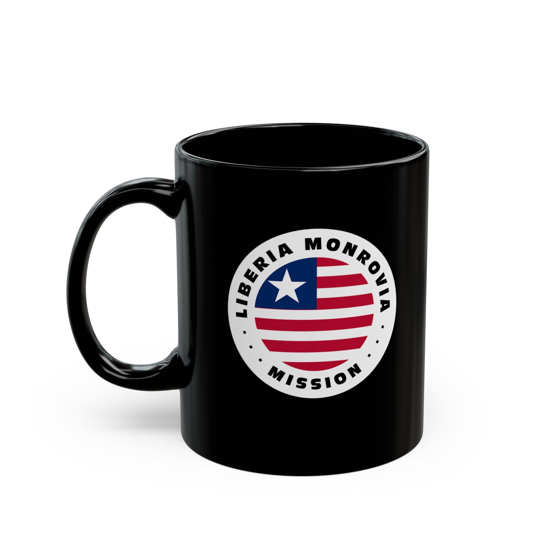 Liberia Monrovia Mission Circular Flag Black Ceramic Mug - Mission Wishlist - LDS Missionary Gift Store