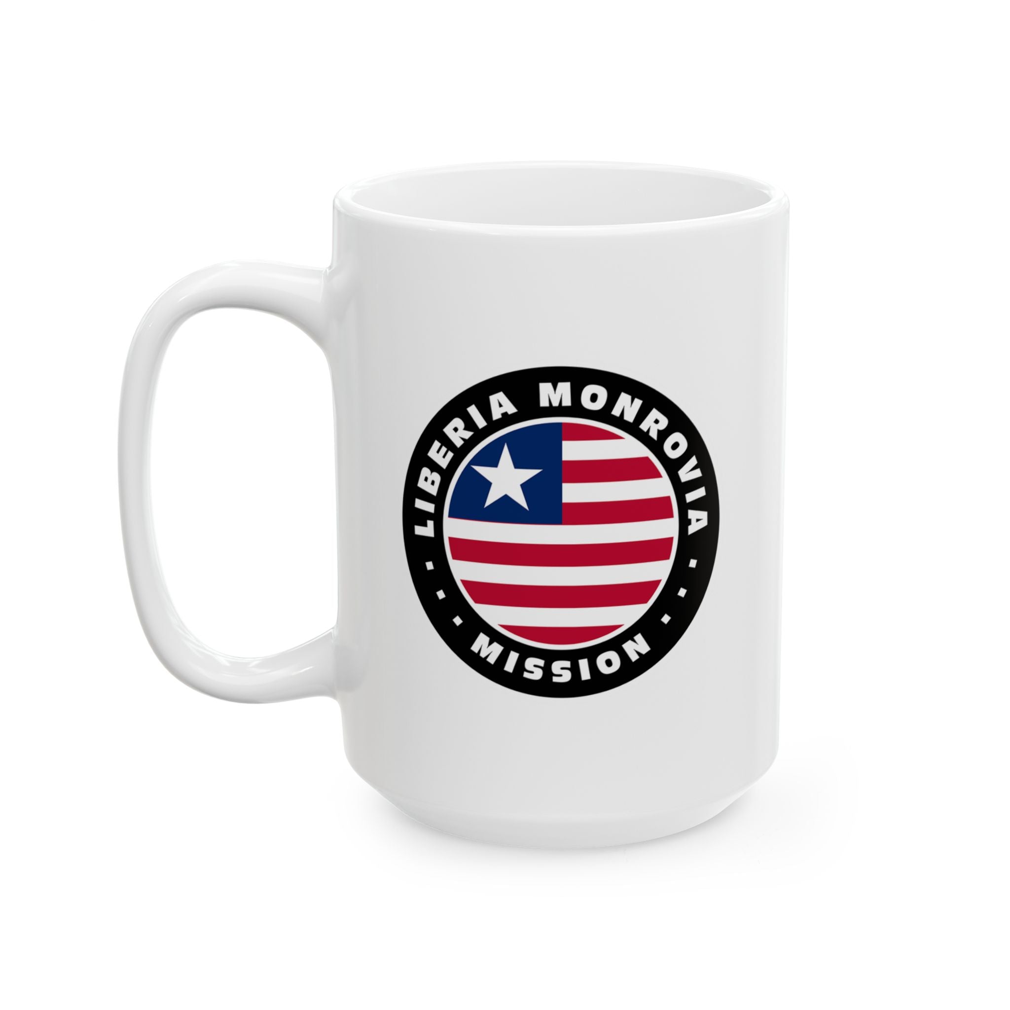 Liberia Monrovia Mission Circular Flag White Ceramic Mug - Mission Wishlist - LDS Missionary Gift Store