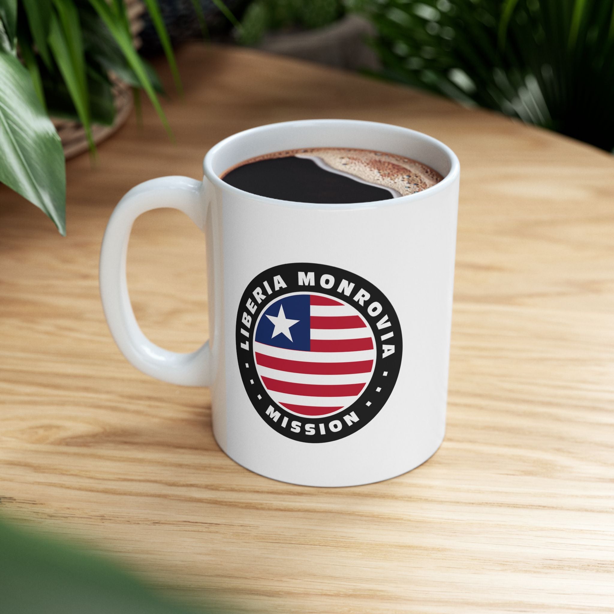 Liberia Monrovia Mission Circular Flag White Ceramic Mug - Mission Wishlist - LDS Missionary Gift Store