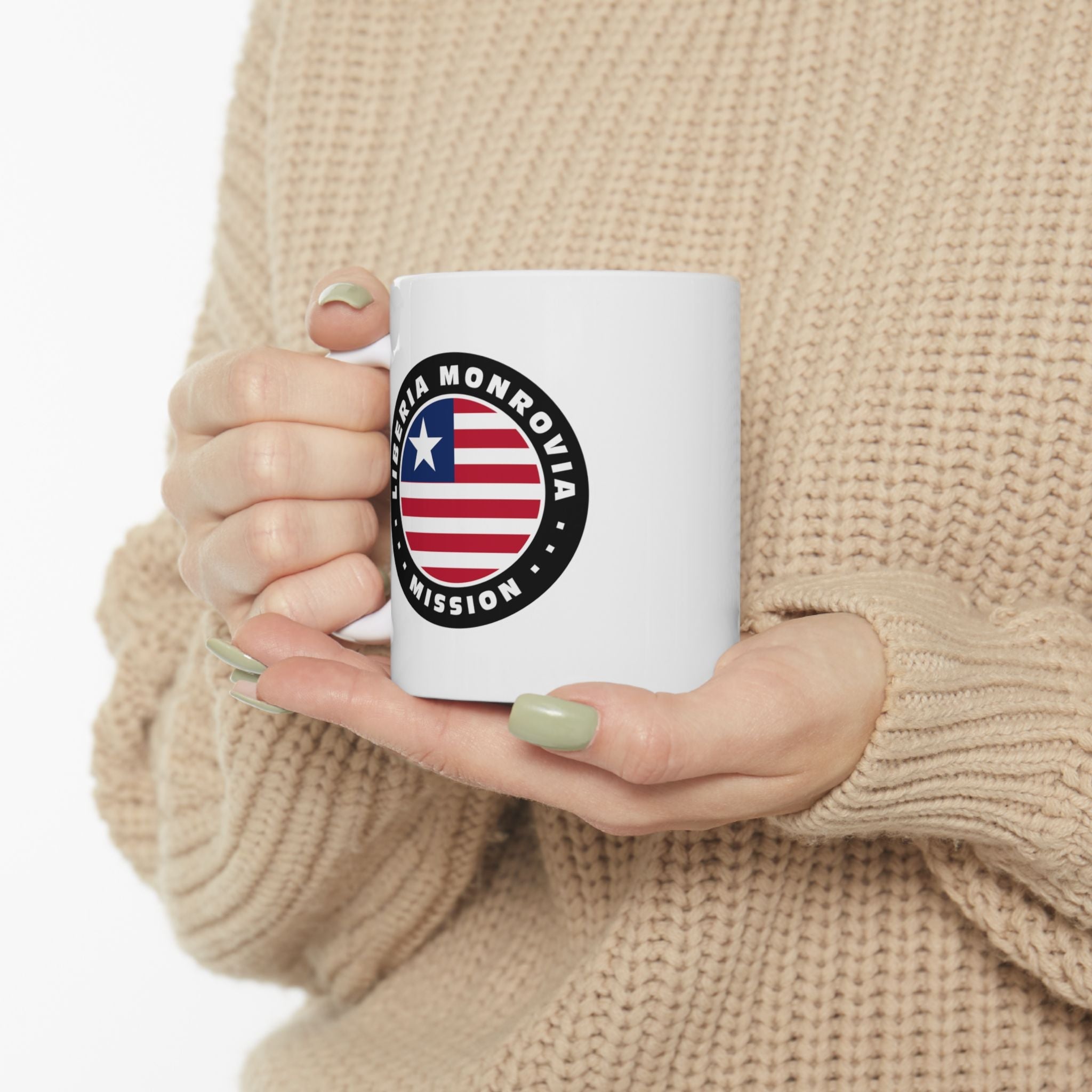 Liberia Monrovia Mission Circular Flag White Ceramic Mug - Mission Wishlist - LDS Missionary Gift Store