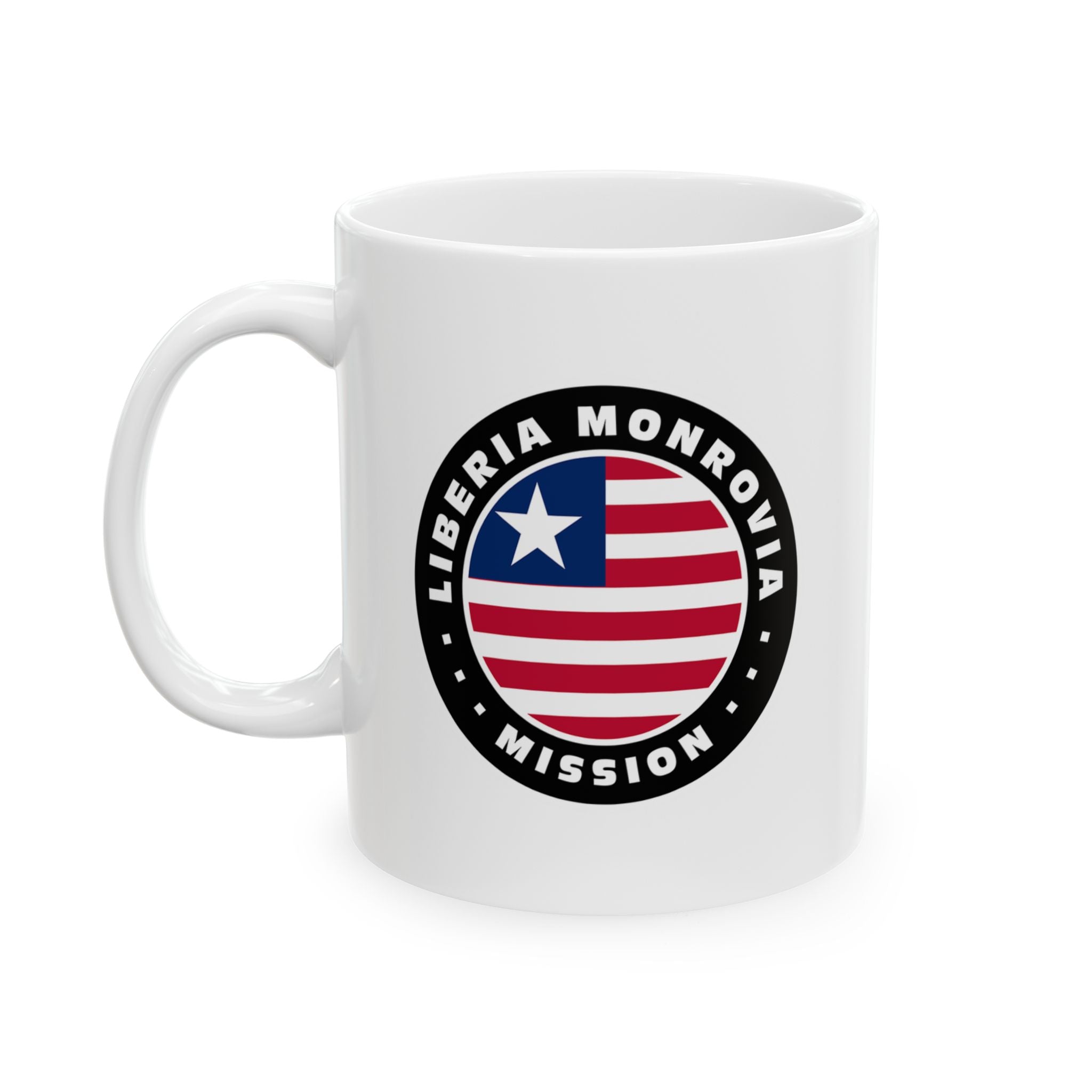 Liberia Monrovia Mission Circular Flag White Ceramic Mug - Mission Wishlist - LDS Missionary Gift Store
