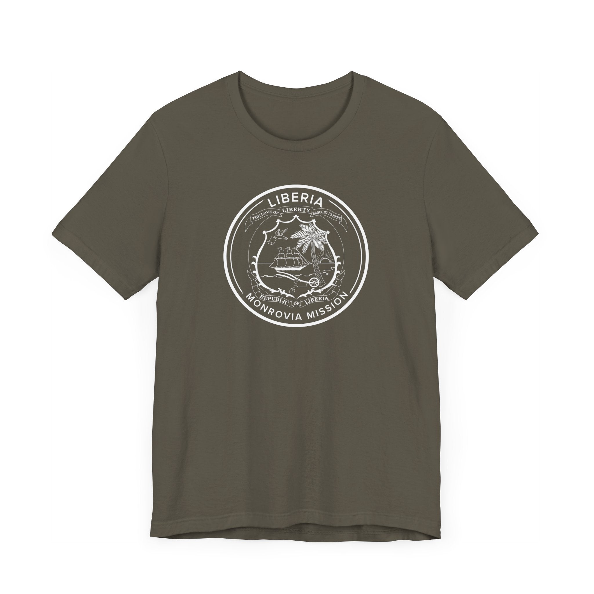 Liberia Monrovia Mission Circular Monochrome Logo T-Shirt - Mission Wishlist - LDS Missionary Gift Store