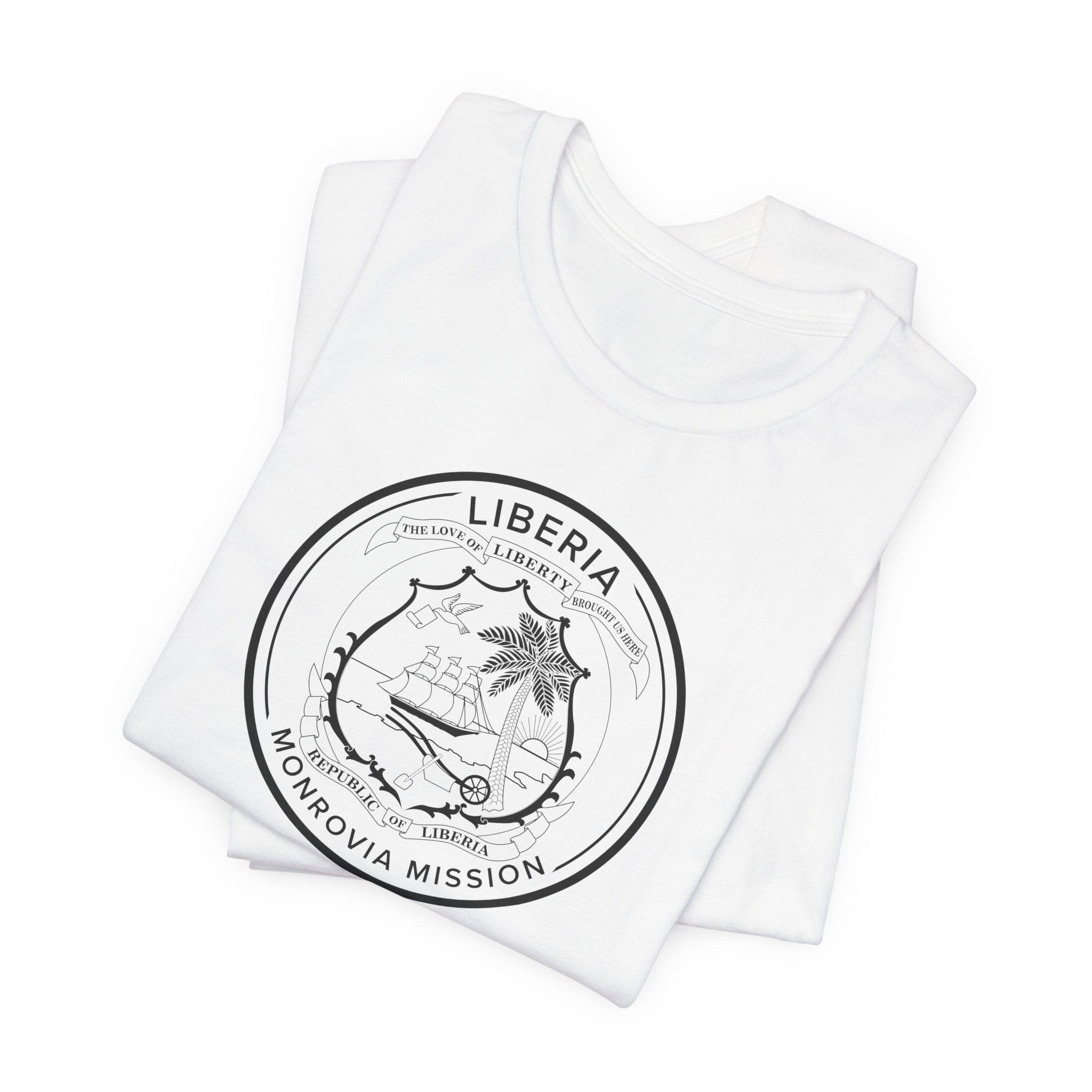 Liberia Monrovia Mission Circular Monochrome Logo T-Shirt - Mission Wishlist - LDS Missionary Gift Store