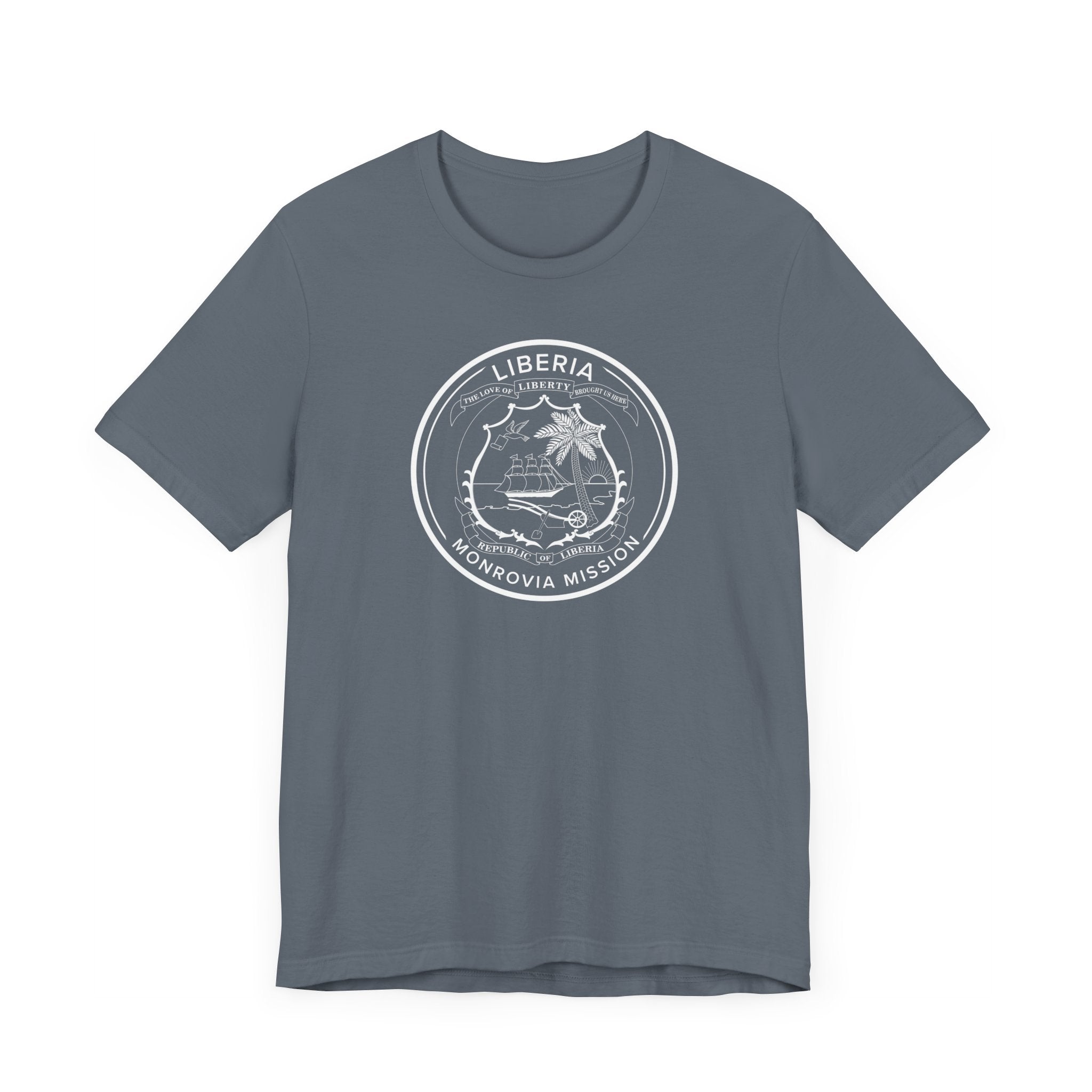 Liberia Monrovia Mission Circular Monochrome Logo T-Shirt - Mission Wishlist - LDS Missionary Gift Store