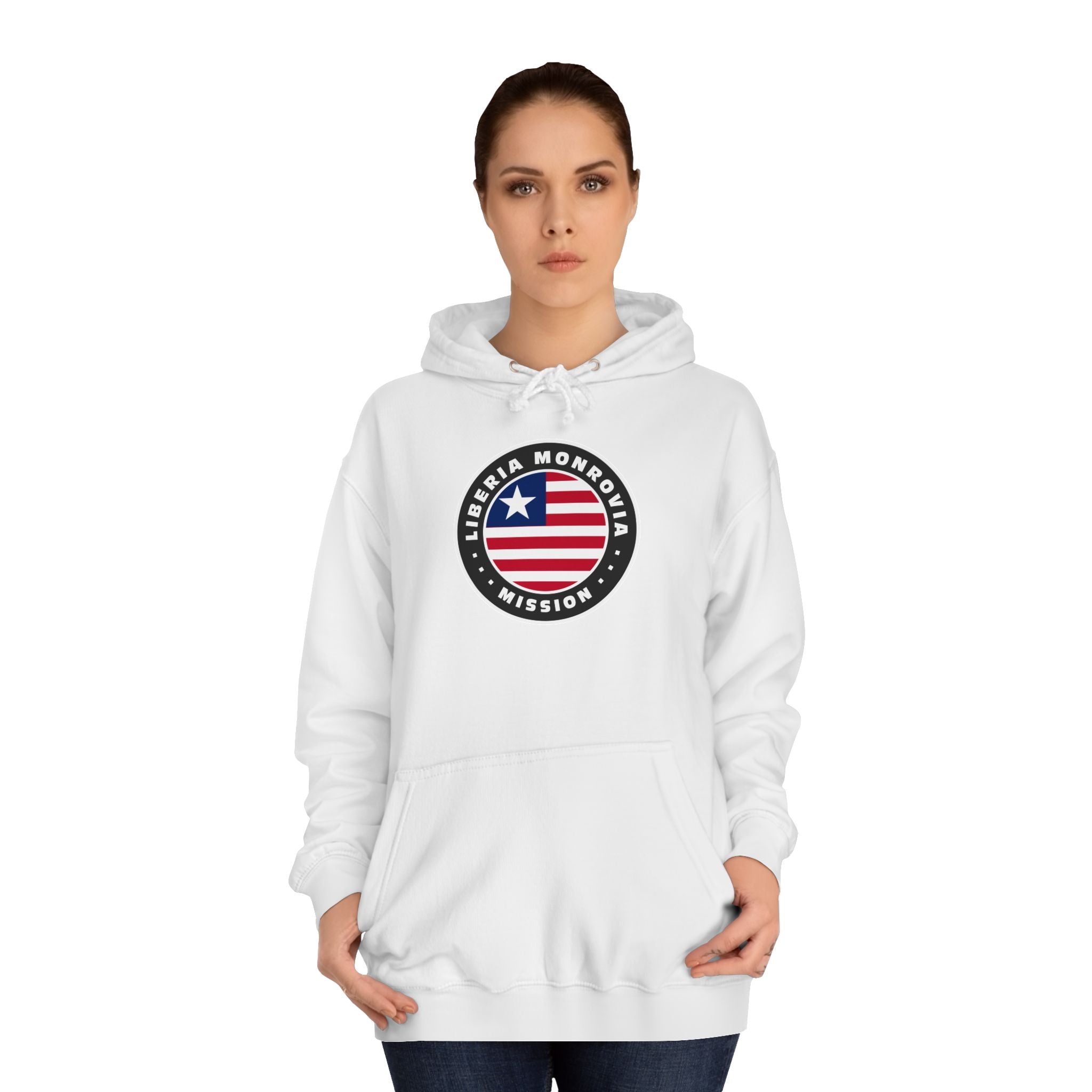 Liberia Monrovia Mission Flag Logo (Black Border) College Hoodie - Mission Wishlist - LDS Missionary Gift Store