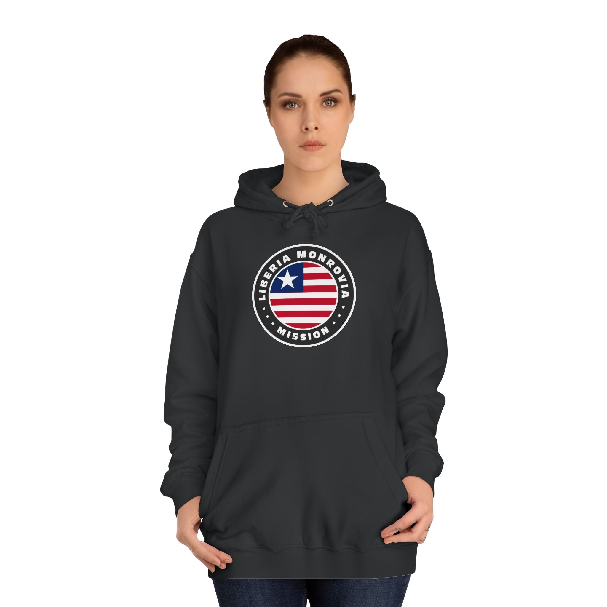 Liberia Monrovia Mission Flag Logo (Black Border) College Hoodie - Mission Wishlist - LDS Missionary Gift Store