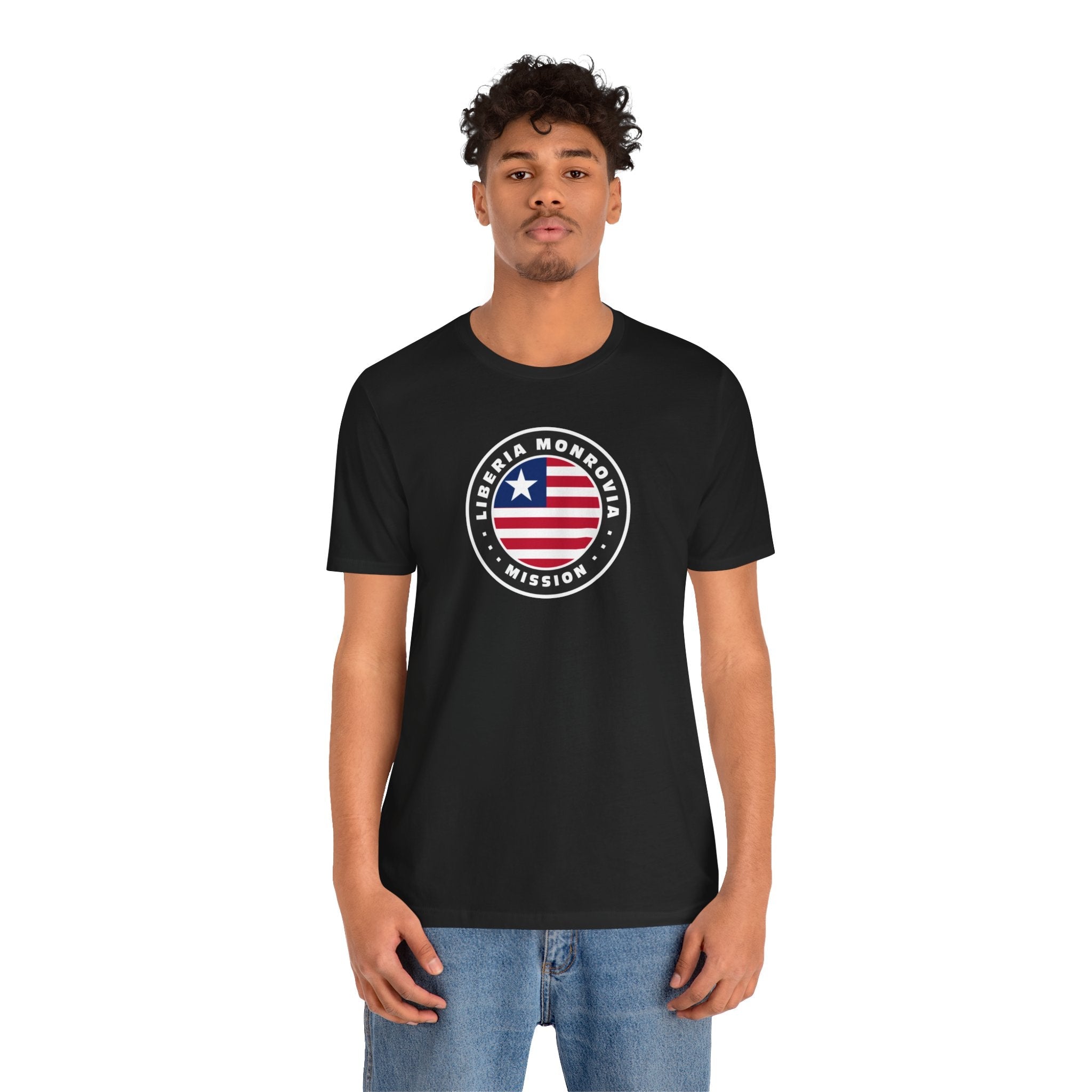 Liberia Monrovia Mission Flag Logo (Black Border) T-shirt - Mission Wishlist - LDS Missionary Gift Store