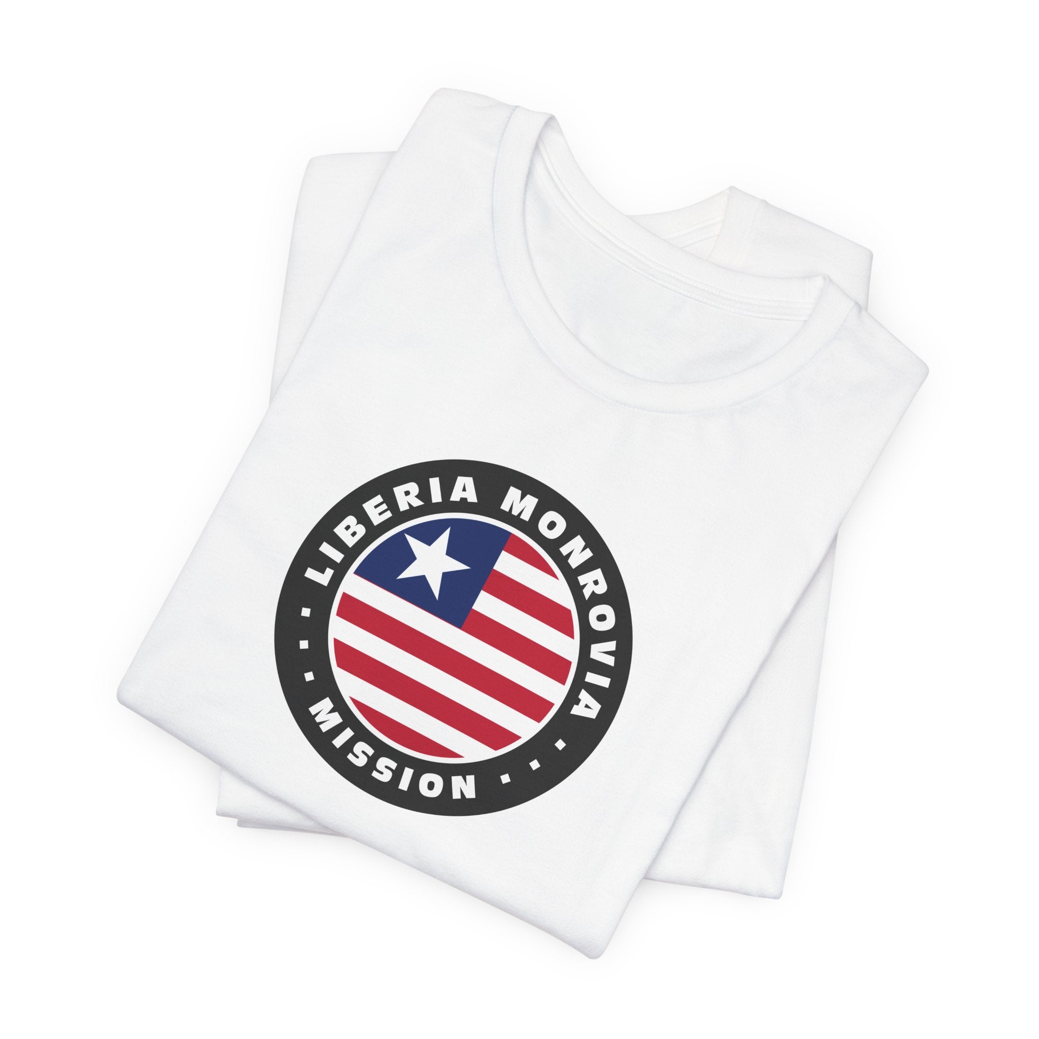 Liberia Monrovia Mission Flag Logo (Black Border) T-shirt - Mission Wishlist - LDS Missionary Gift Store