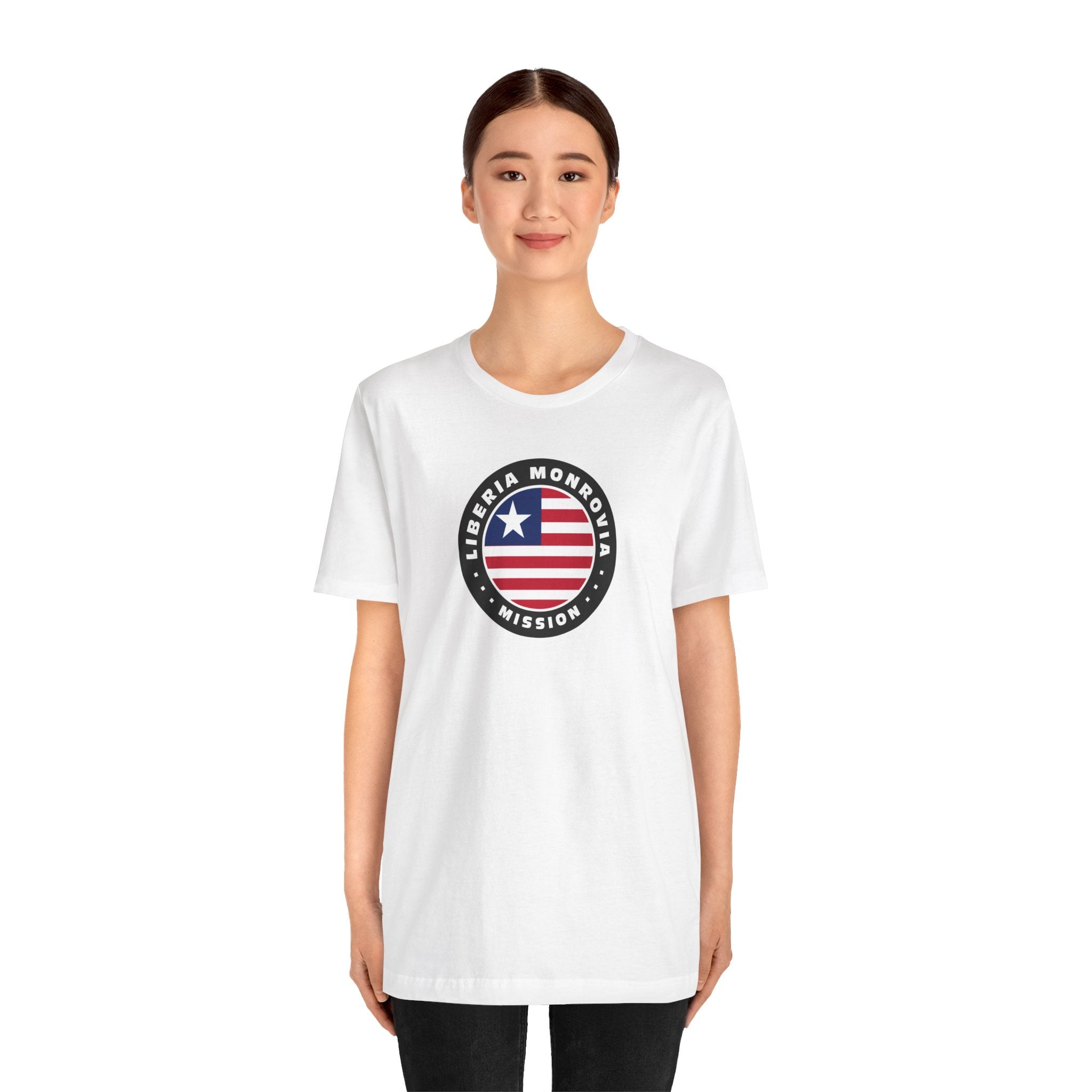 Liberia Monrovia Mission Flag Logo (Black Border) T-shirt - Mission Wishlist - LDS Missionary Gift Store