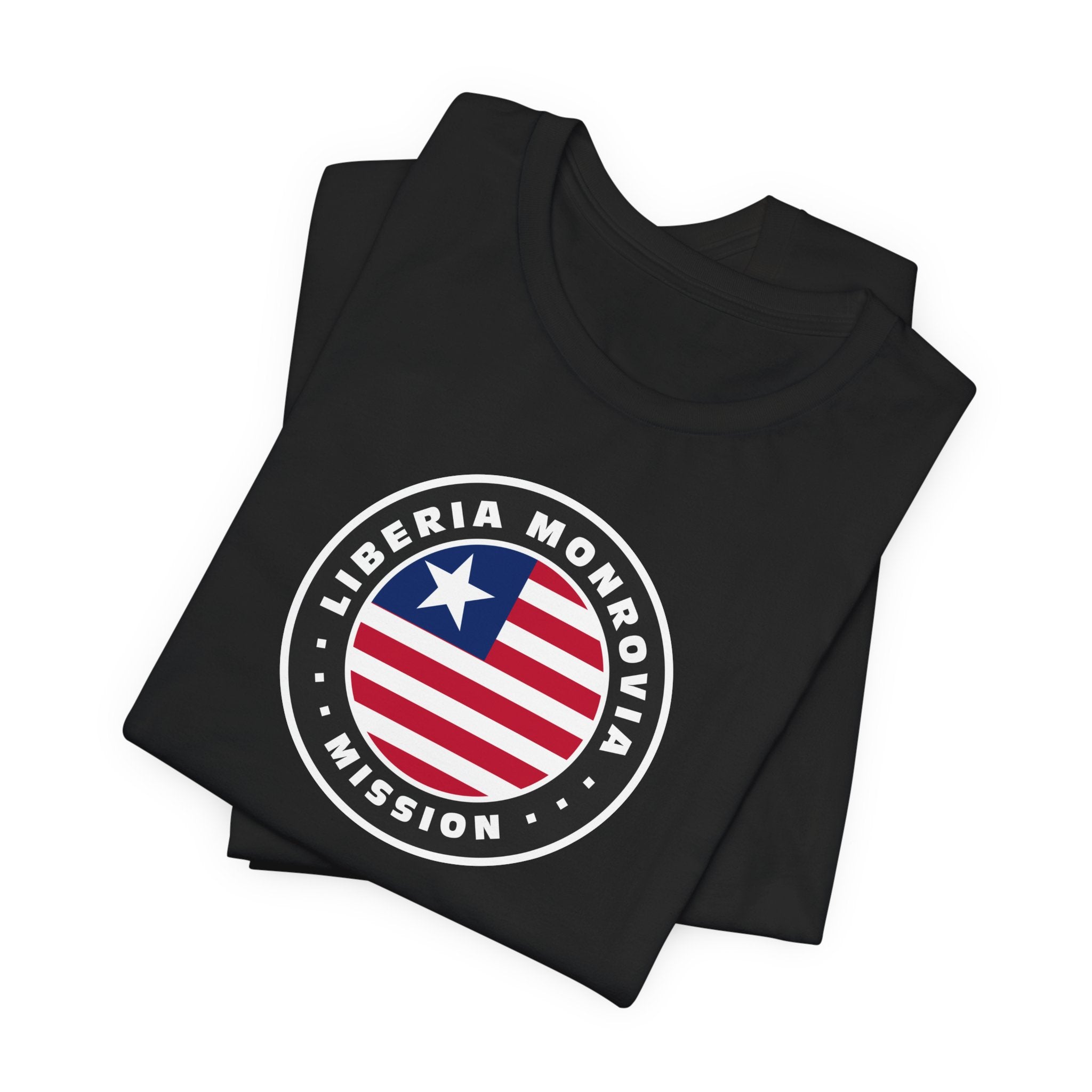 Liberia Monrovia Mission Flag Logo (Black Border) T-shirt - Mission Wishlist - LDS Missionary Gift Store