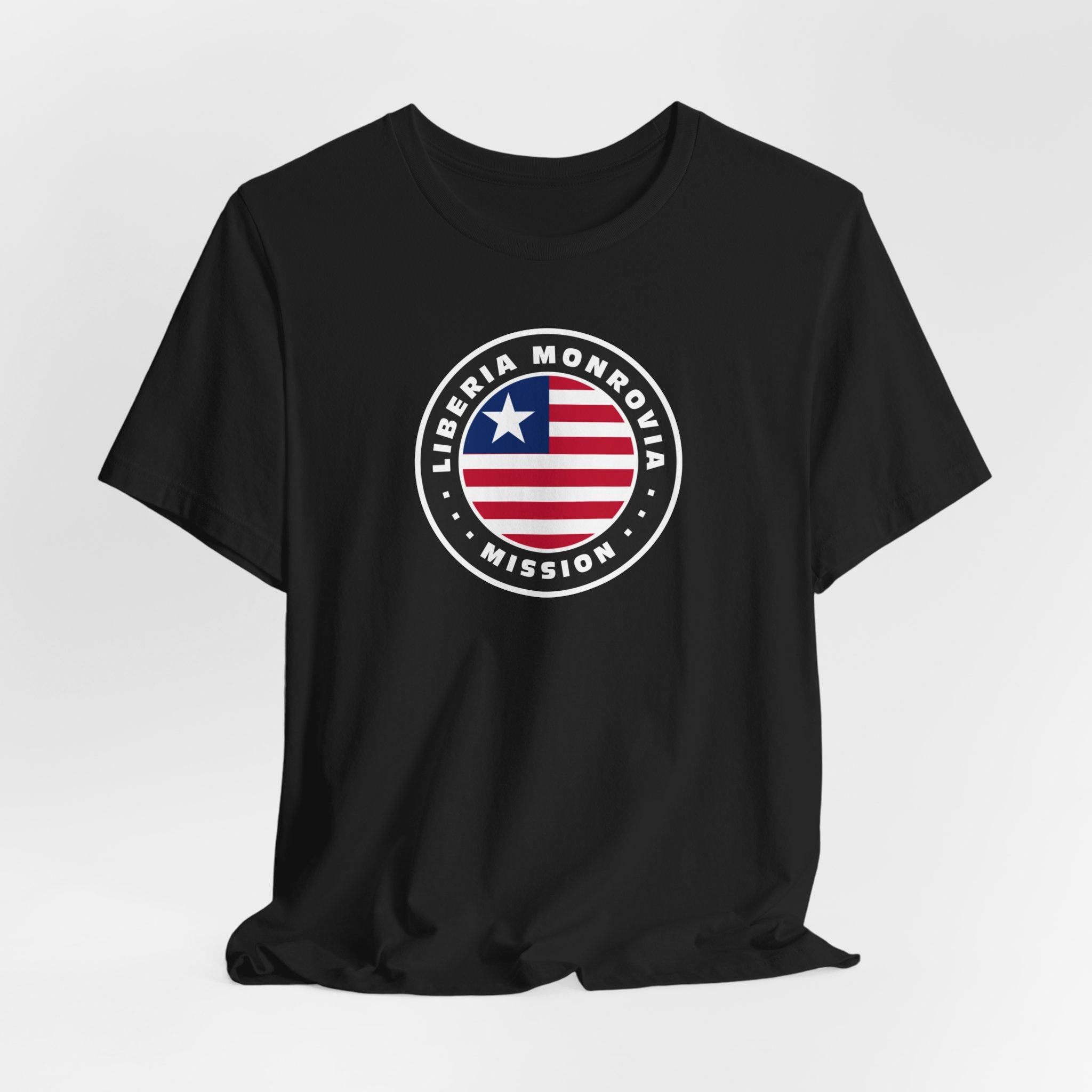 Liberia Monrovia Mission Flag Logo (Black Border) T-shirt - Mission Wishlist - LDS Missionary Gift Store