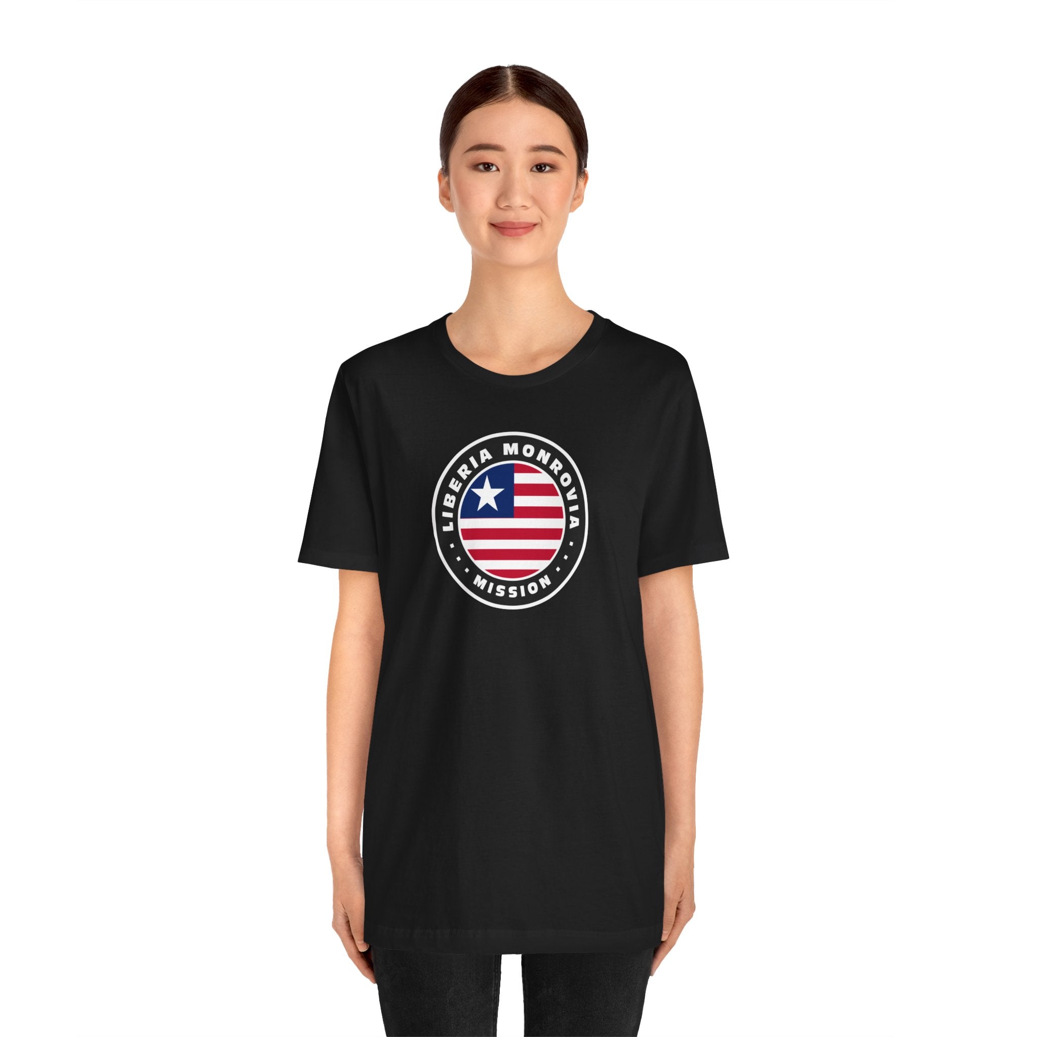 Liberia Monrovia Mission Flag Logo (Black Border) T-shirt - Mission Wishlist - LDS Missionary Gift Store
