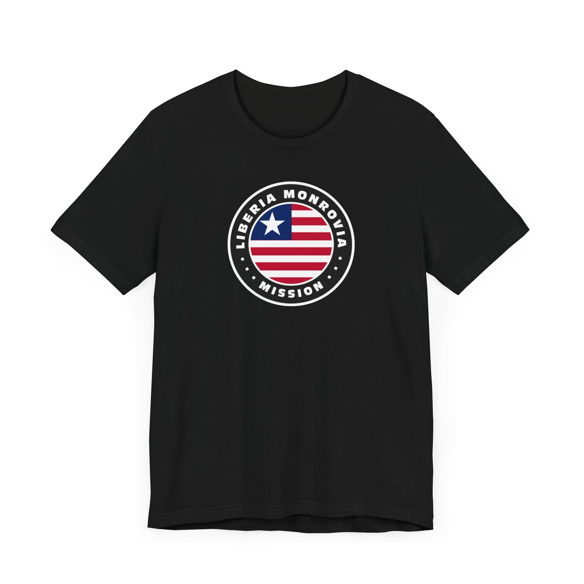Liberia Monrovia Mission Flag Logo (Black Border) T-shirt - Mission Wishlist - LDS Missionary Gift Store