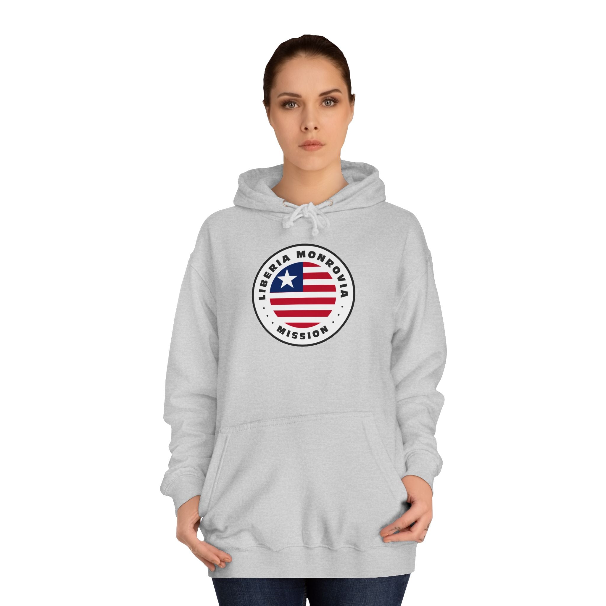 Liberia Monrovia Mission Flag Logo (White Border) College Hoodie - Mission Wishlist - LDS Missionary Gift Store