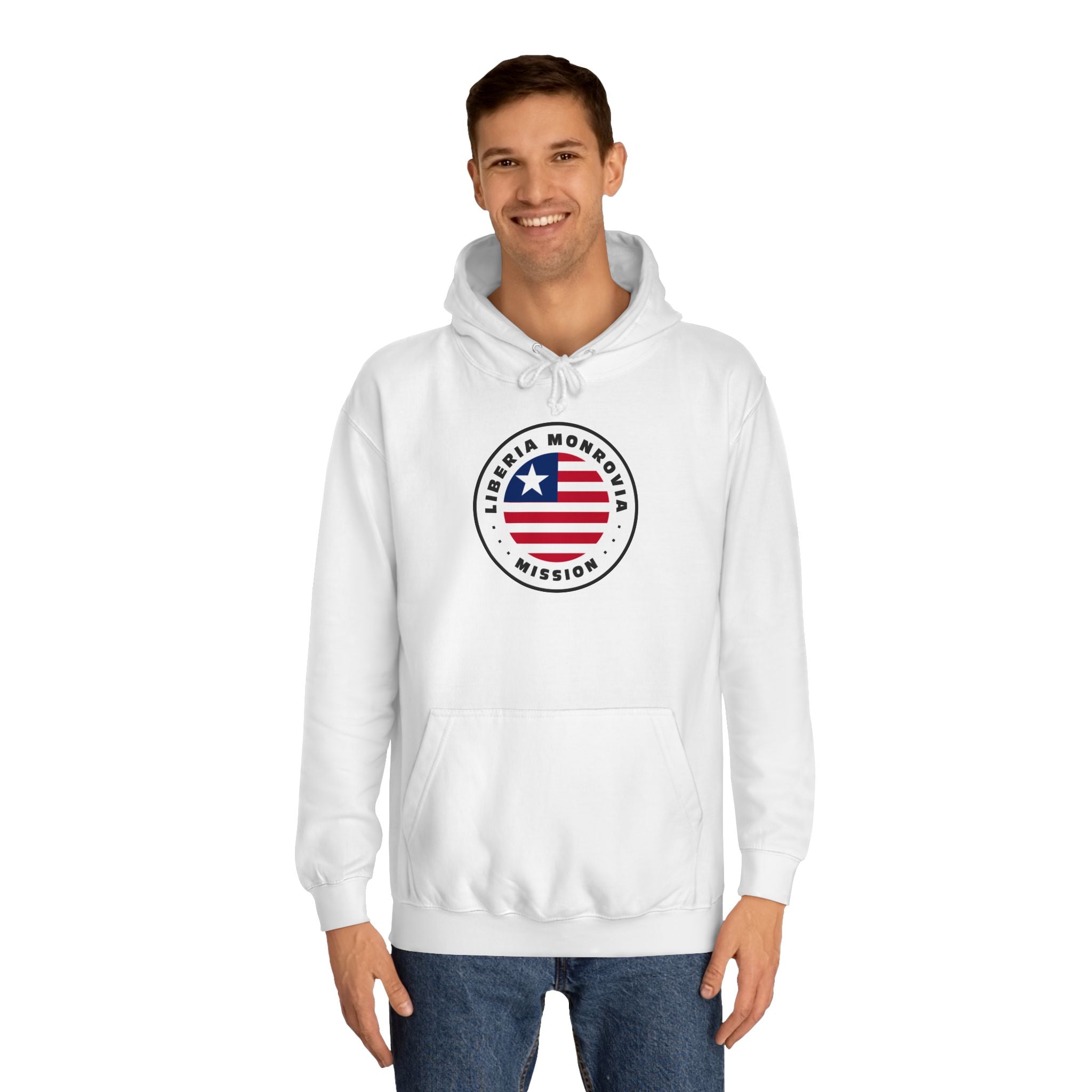 Liberia Monrovia Mission Flag Logo (White Border) College Hoodie - Mission Wishlist - LDS Missionary Gift Store