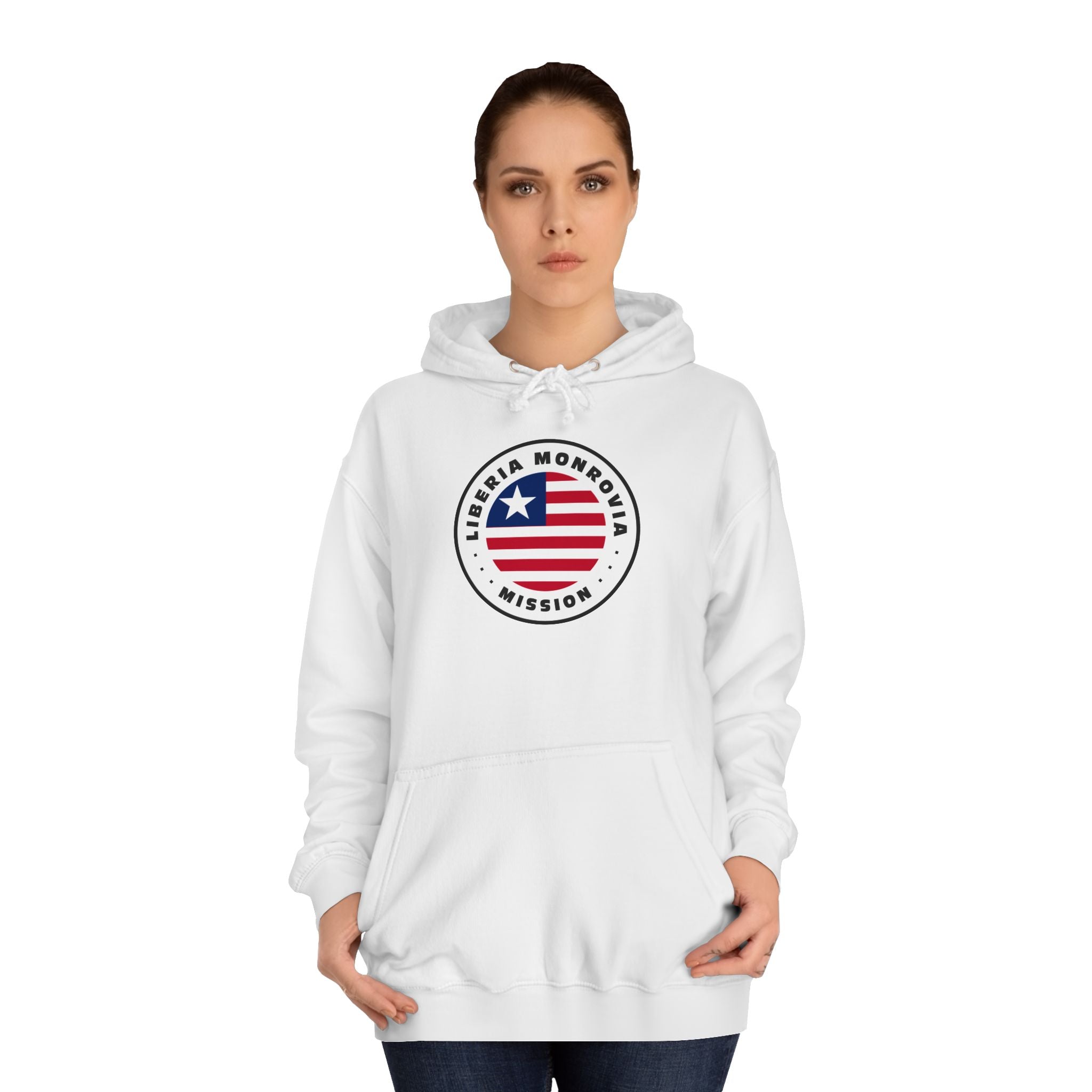 Liberia Monrovia Mission Flag Logo (White Border) College Hoodie - Mission Wishlist - LDS Missionary Gift Store