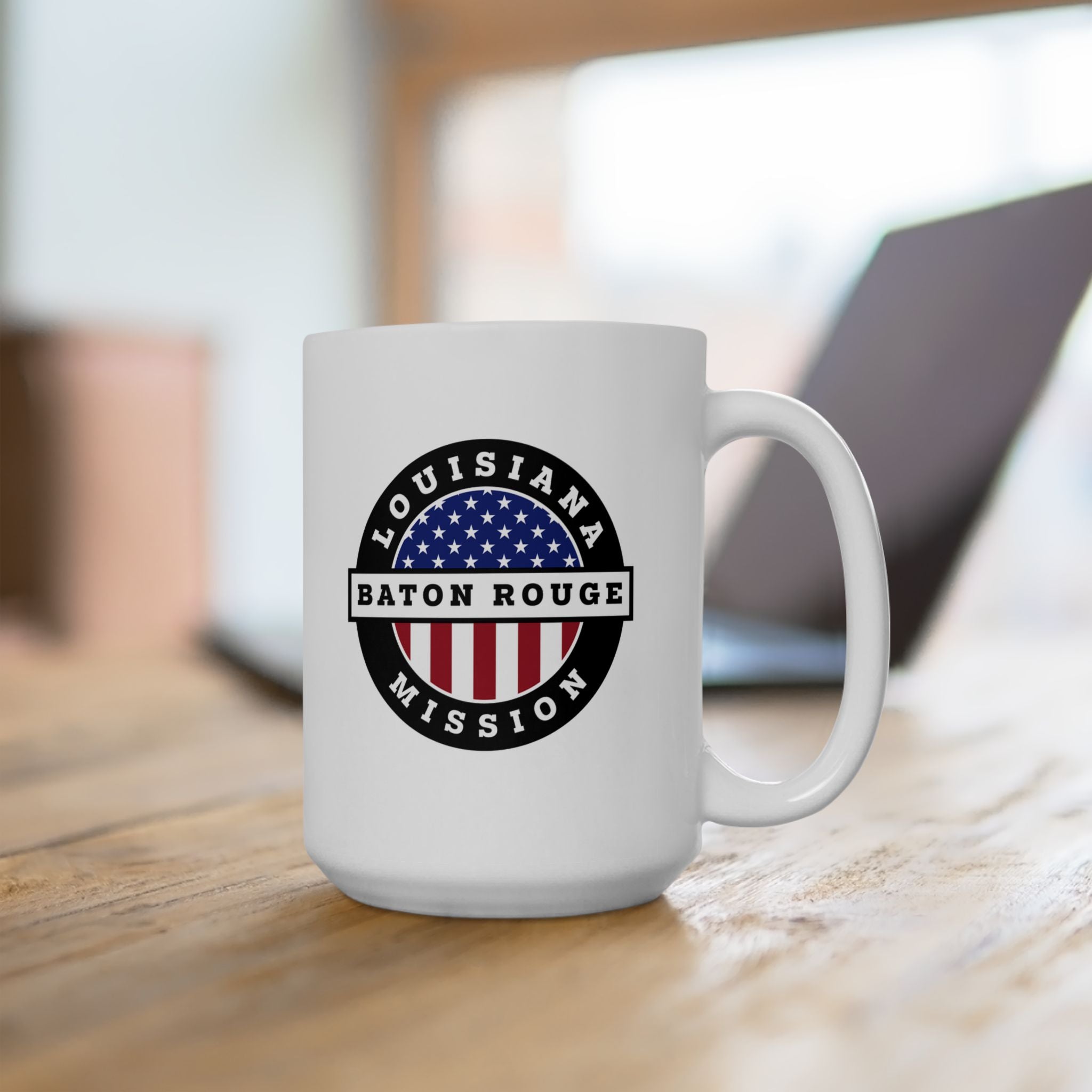 Louisiana Baton Rouge Mission Circular Flag White Ceramic Mug - Mission Wishlist - LDS Missionary Gift Store