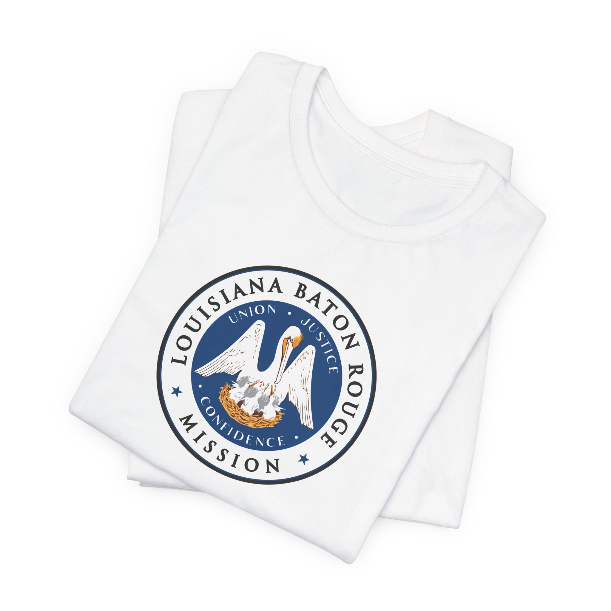 Louisiana Baton Rouge Mission State Flag Logo (White Border) T-shirt - Mission Wishlist - LDS Missionary Gift Store