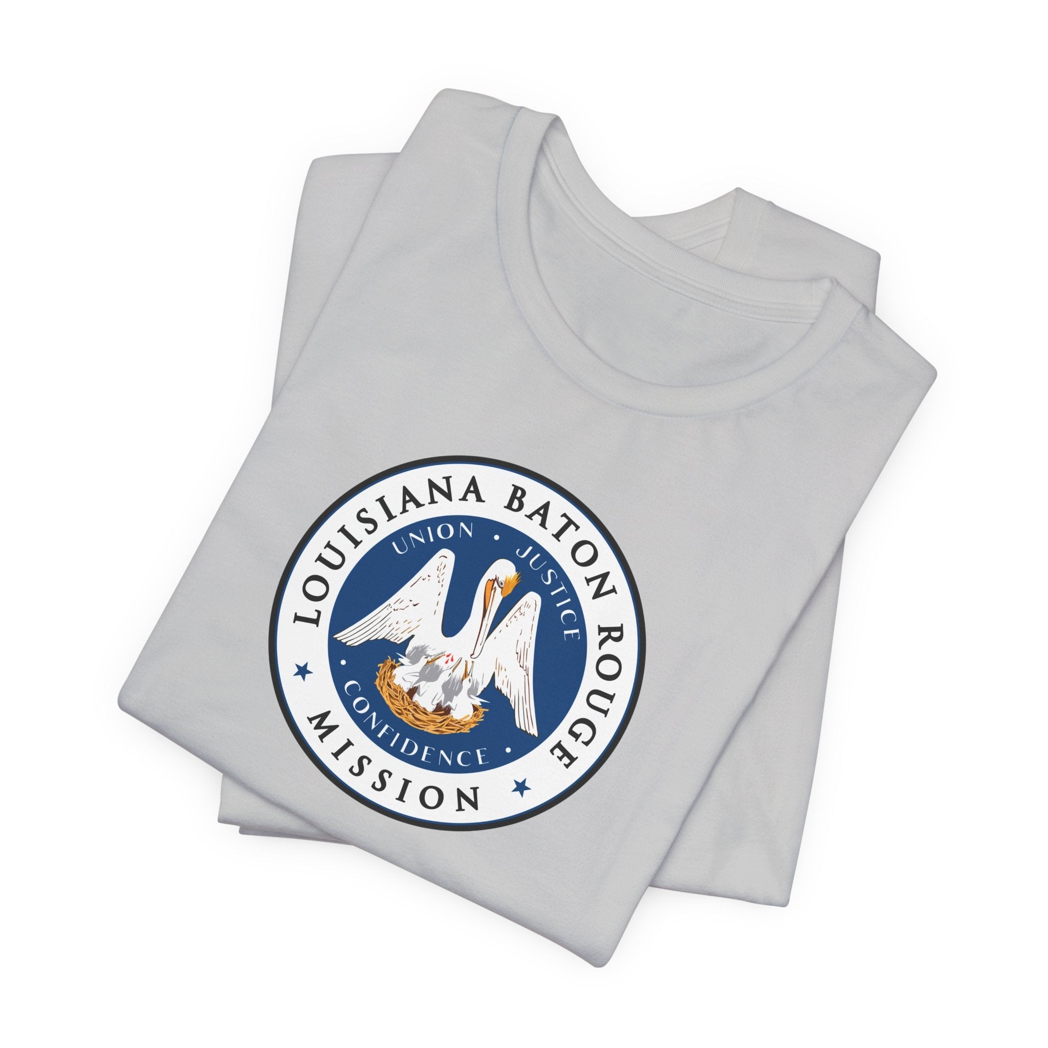 Louisiana Baton Rouge Mission State Flag Logo (White Border) T-shirt - Mission Wishlist - LDS Missionary Gift Store