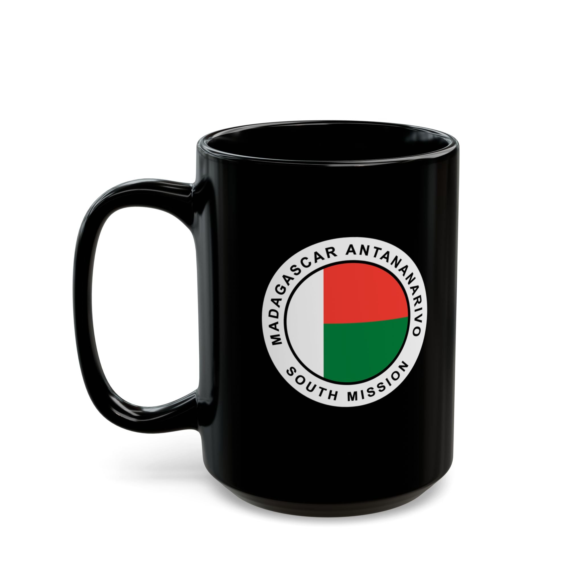 Madagascar Antananarivo South Mission Circular Flag Black Ceramic Mug - Mission Wishlist - LDS Missionary Gift Store