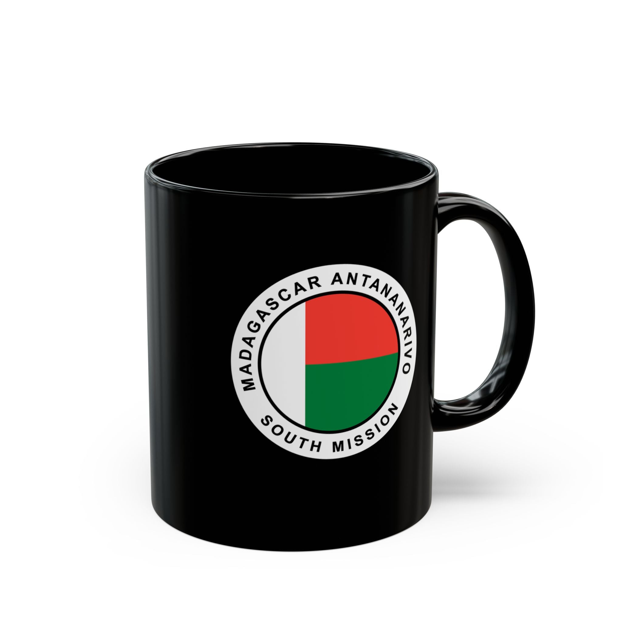 Madagascar Antananarivo South Mission Circular Flag Black Ceramic Mug - Mission Wishlist - LDS Missionary Gift Store