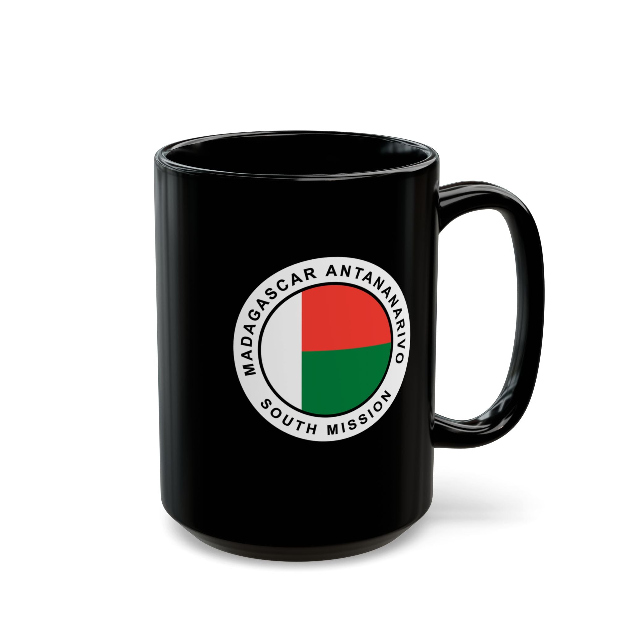 Madagascar Antananarivo South Mission Circular Flag Black Ceramic Mug - Mission Wishlist - LDS Missionary Gift Store