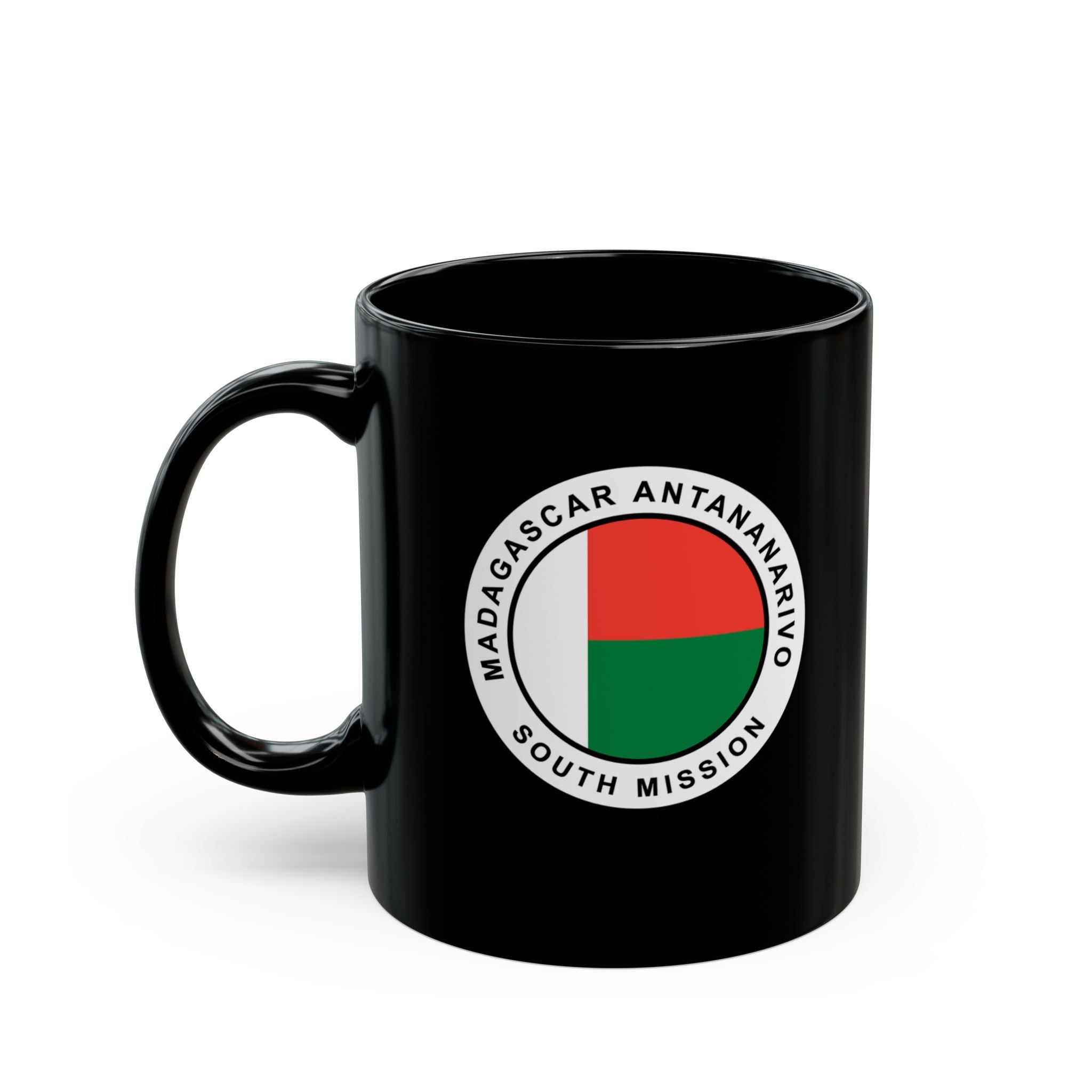 Madagascar Antananarivo South Mission Circular Flag Black Ceramic Mug - Mission Wishlist - LDS Missionary Gift Store