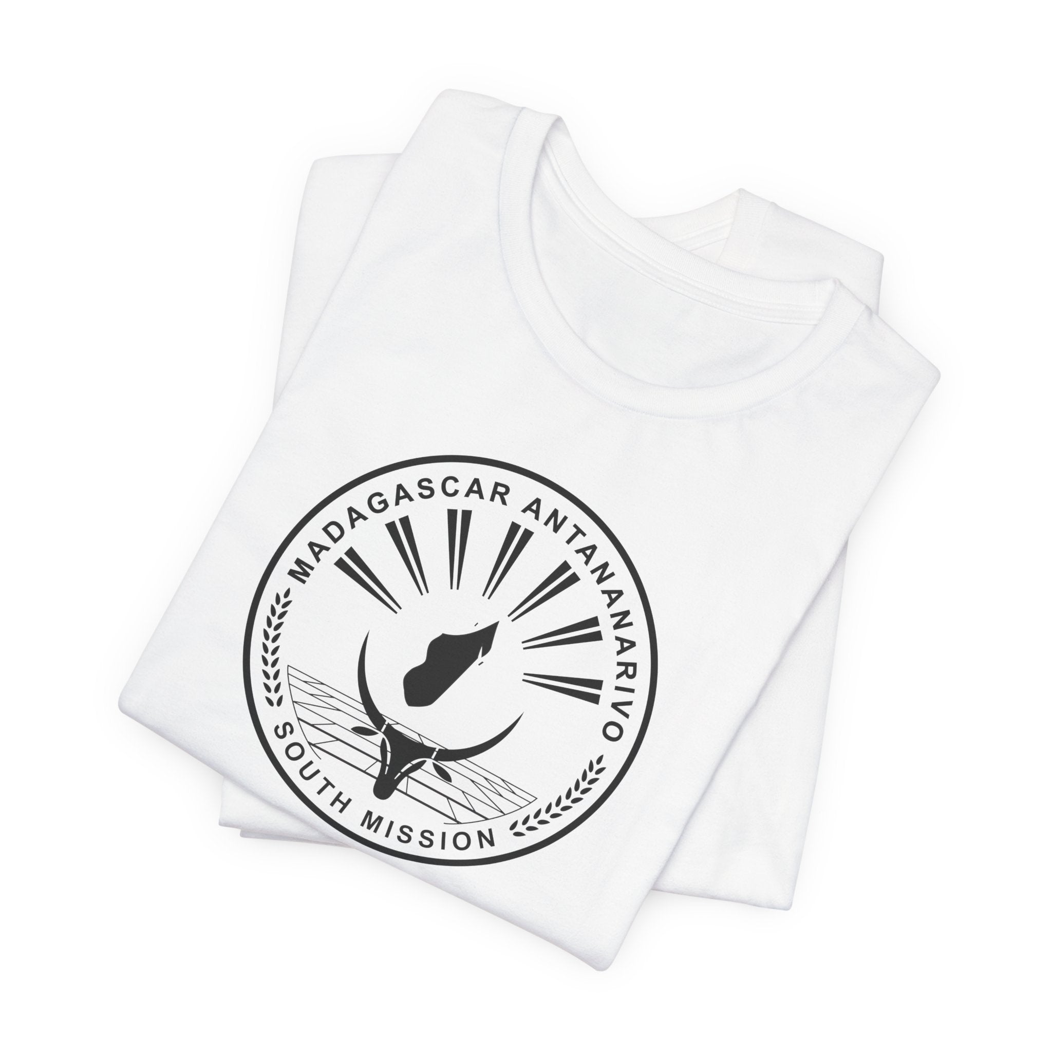 Madagascar Antananarivo South Mission Circular Monochrome Logo T-Shirt - Mission Wishlist - LDS Missionary Gift Store